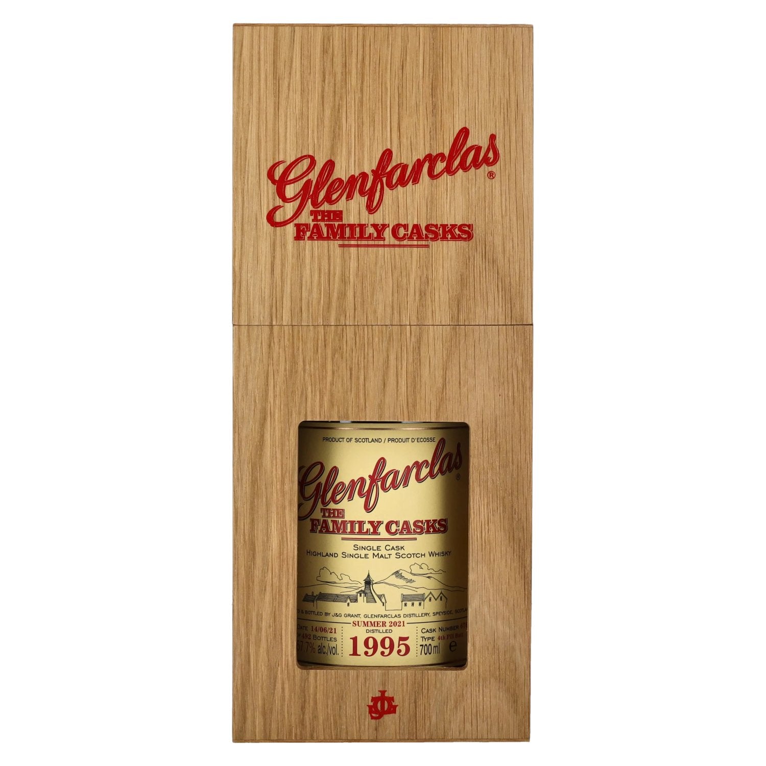 Glenfarclas THE FAMILY CASKS Single Cask SUMMER 2021 4th Fill Butt 1995 57,7% Vol. 0,7l in wooden box