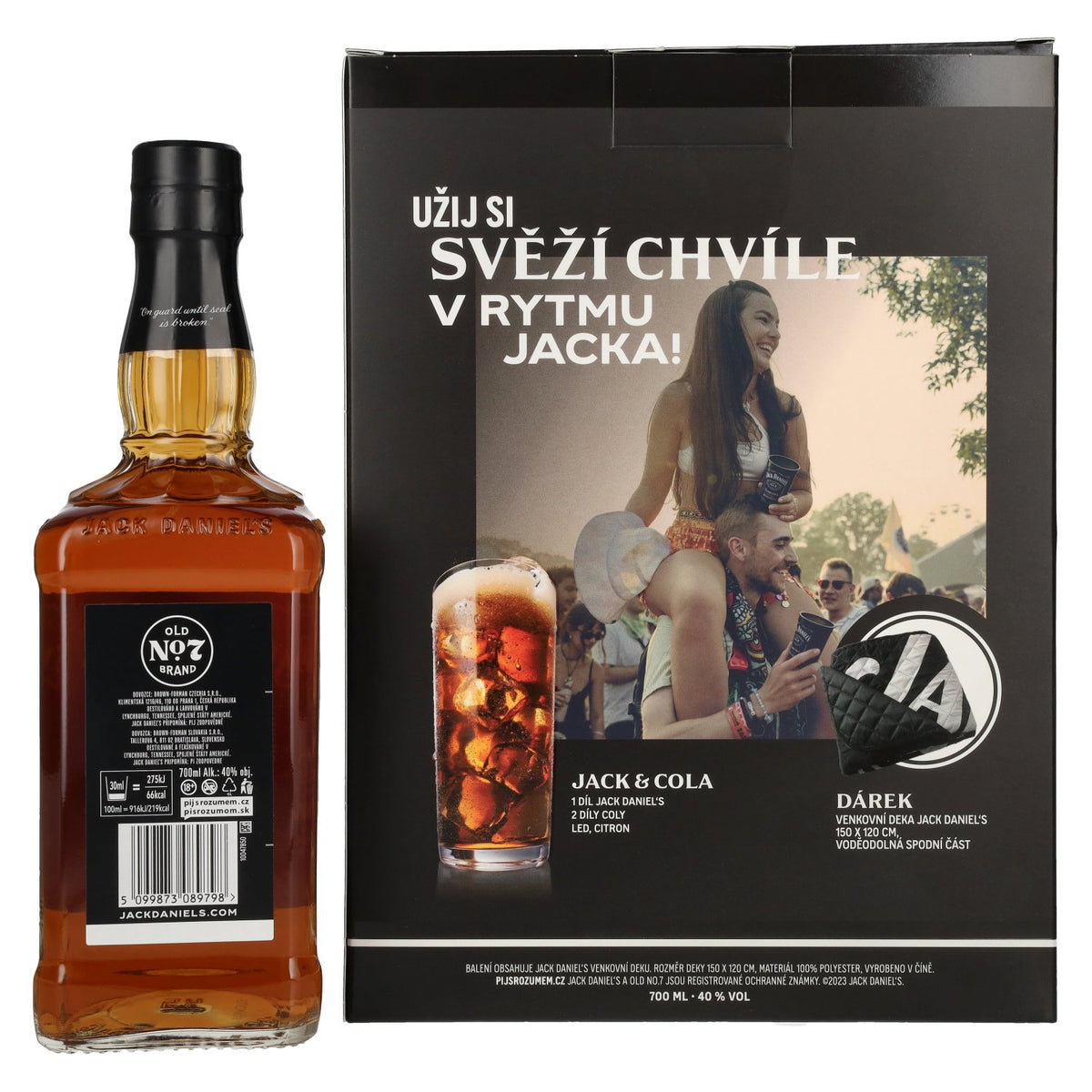 Jack Daniel's Tennessee Whiskey 40% Vol. 0,7l in Geschenkbox mit Party Blanket