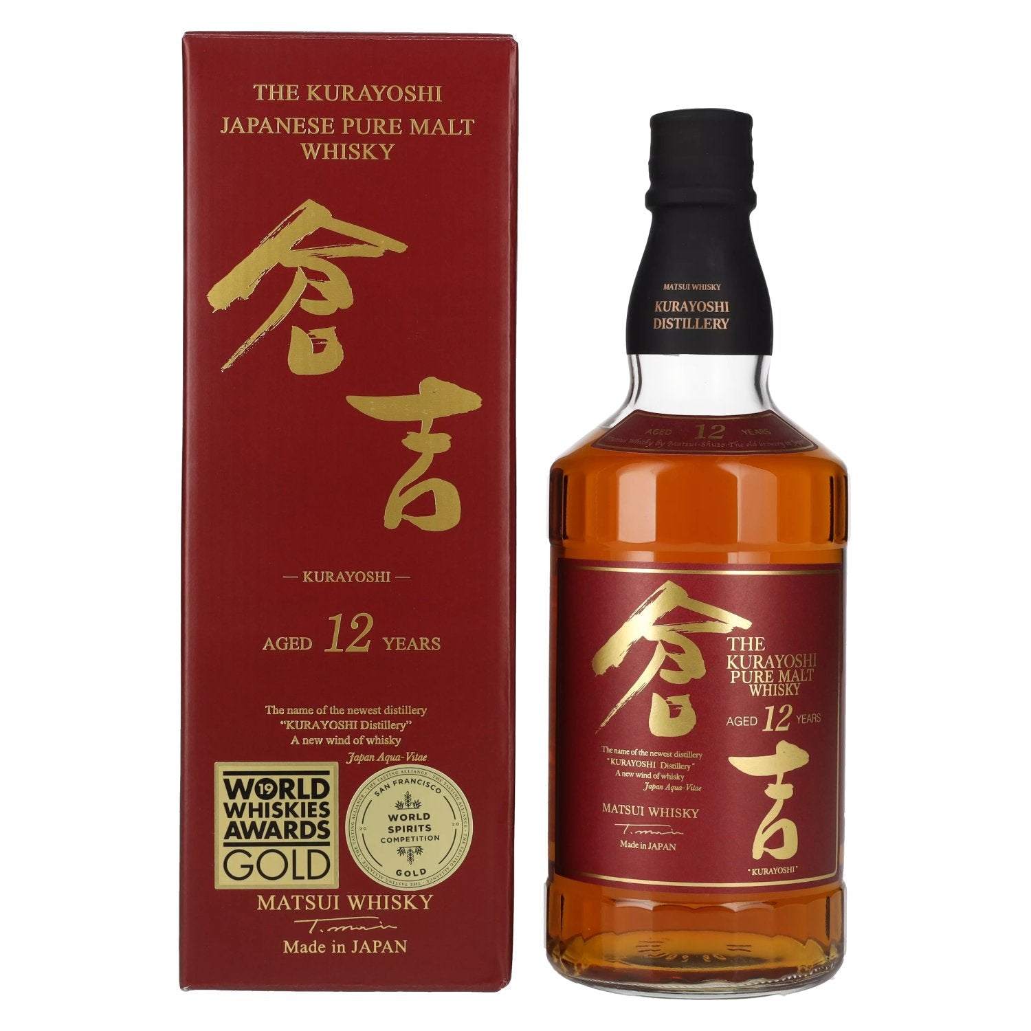 Matsui Whisky THE KURAYOSHI 12 Years Old Pure Malt Whisky 43% Vol. 0,7l en coffret cadeau