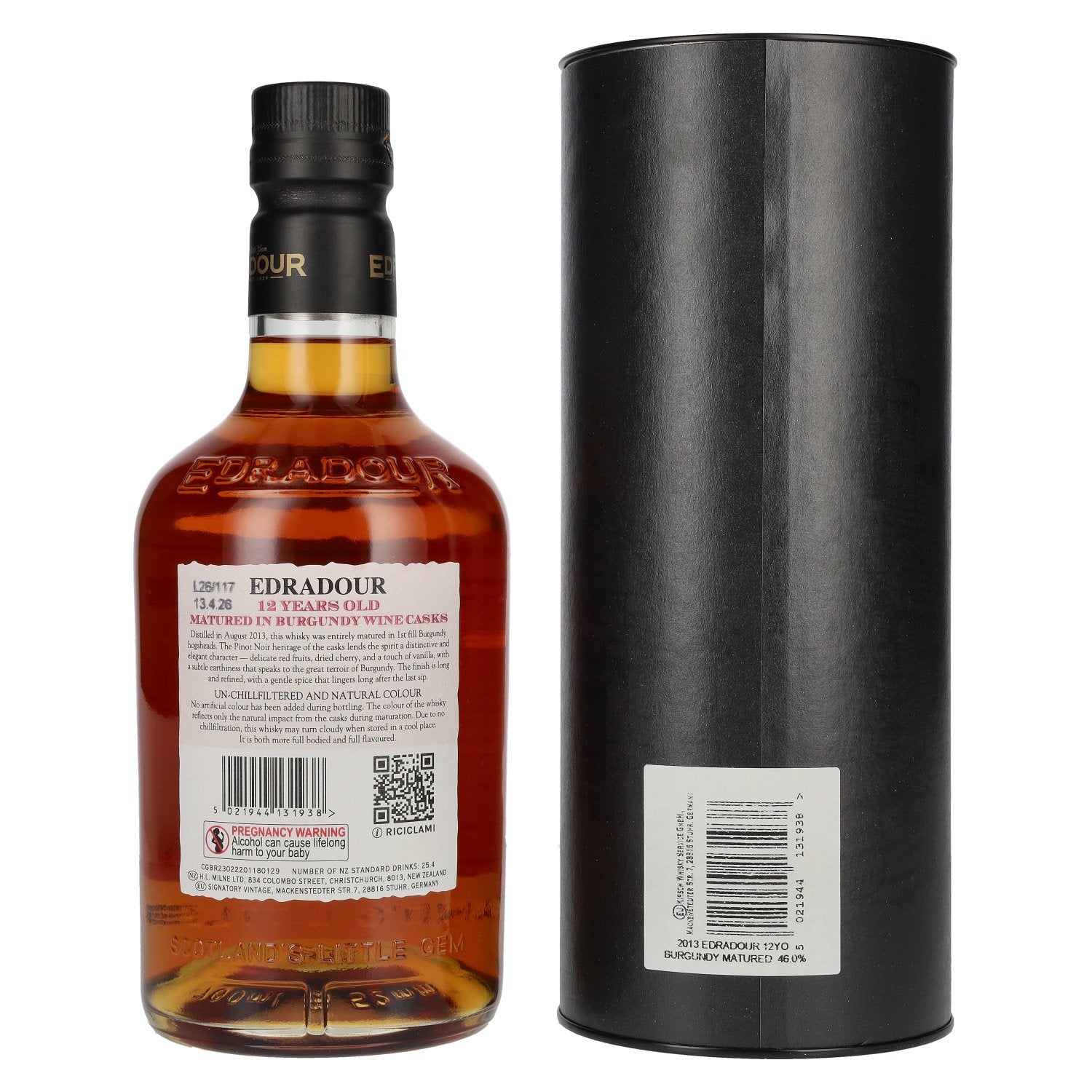 Edradour 12 Years Old Burgundy Cask Highland Single Malt Whisky 46% Vol. 0,7l in Geschenkbox