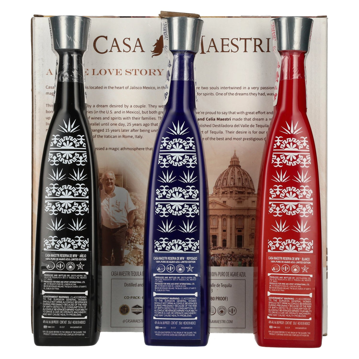 Casa Maestri MFM Tequila Gift Set 40% Vol. 3x0,35l