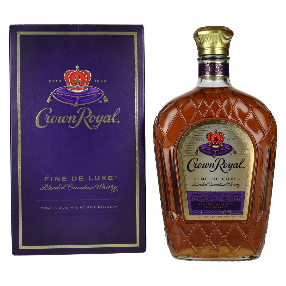 Crown Royal Fine De Luxe Blended Canadian Whisky 40% Vol. 1l en boîte cadeau