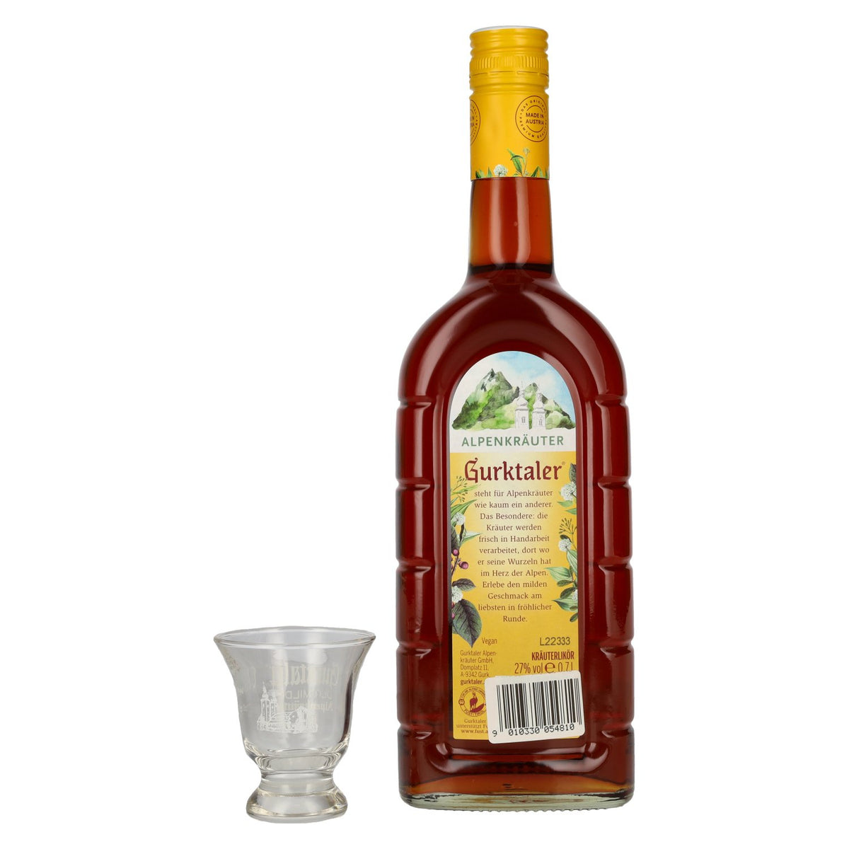 Gurktaler Alpenkräuter 27% Vol. 0,7l mit Gurktaler Retro Stamperl