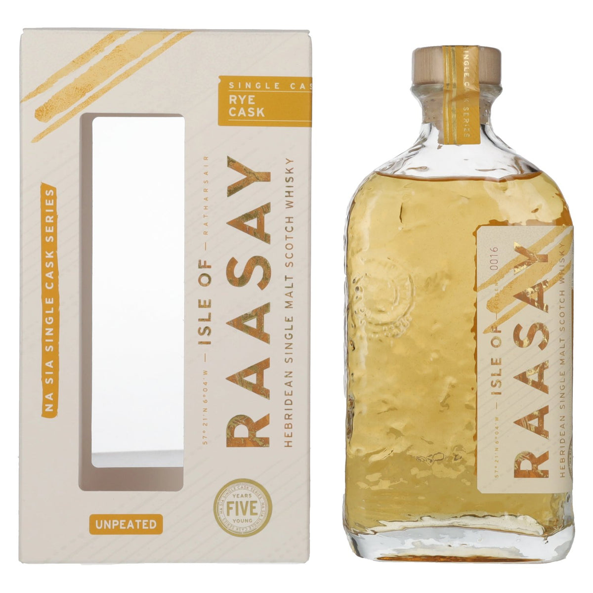 Isle of Raasay Single Malt 5 ans d'âge, vieilli en fût de seigle, 61,9 % vol., 0,7 l, dans un coffret cadeau
