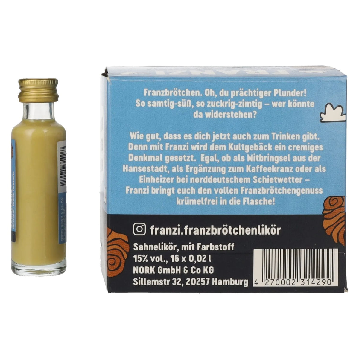 Franzi Likör Franzbrötchen 15 % vol. 16 x 0,02 l