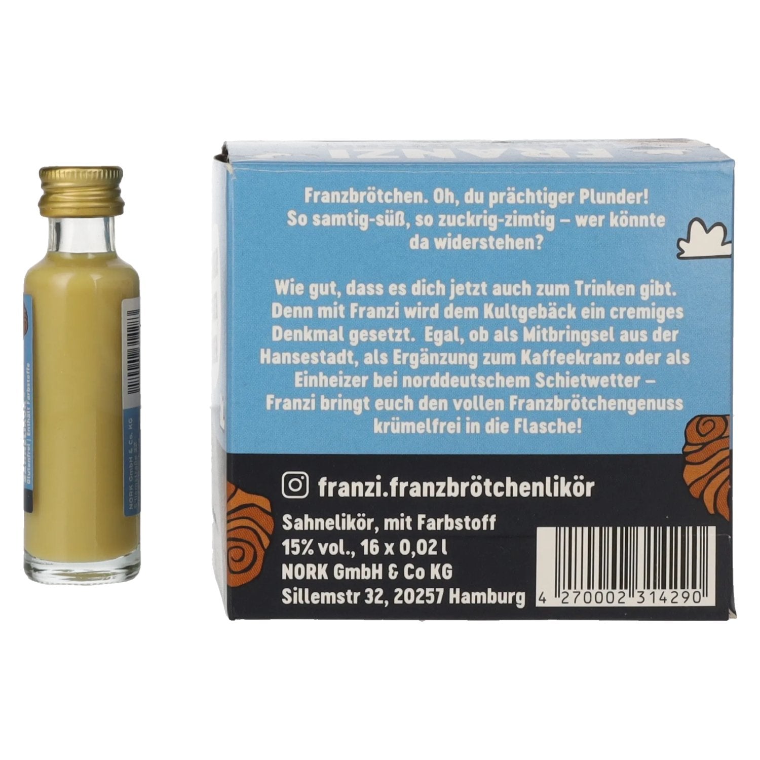 Franzi Franzbrötchen Liqueur 15% vol. 16 x 0.02 l