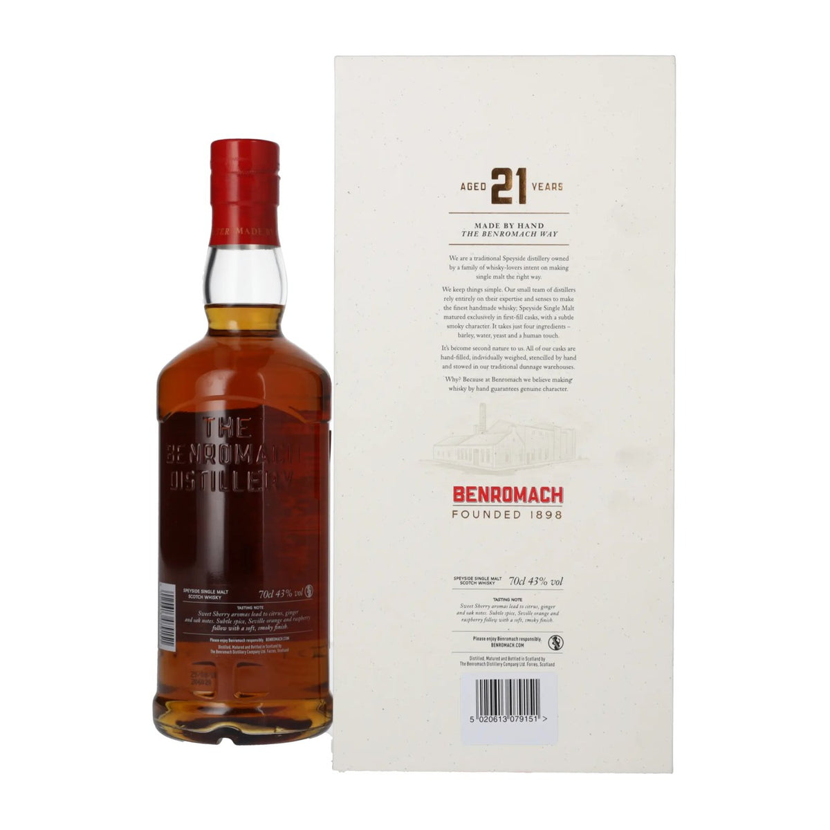 Benromach 21 Years Old Speyside Single Malt 43% Vol. 0,7l en boîte cadeau