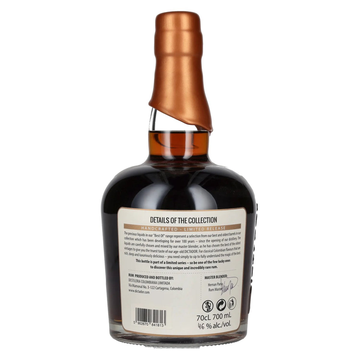 Dictador BEST OF 1981 ALTISIMO Colombiaanse rum 36 jaar oud/080617/EX-W048 46% vol. 0,7 l