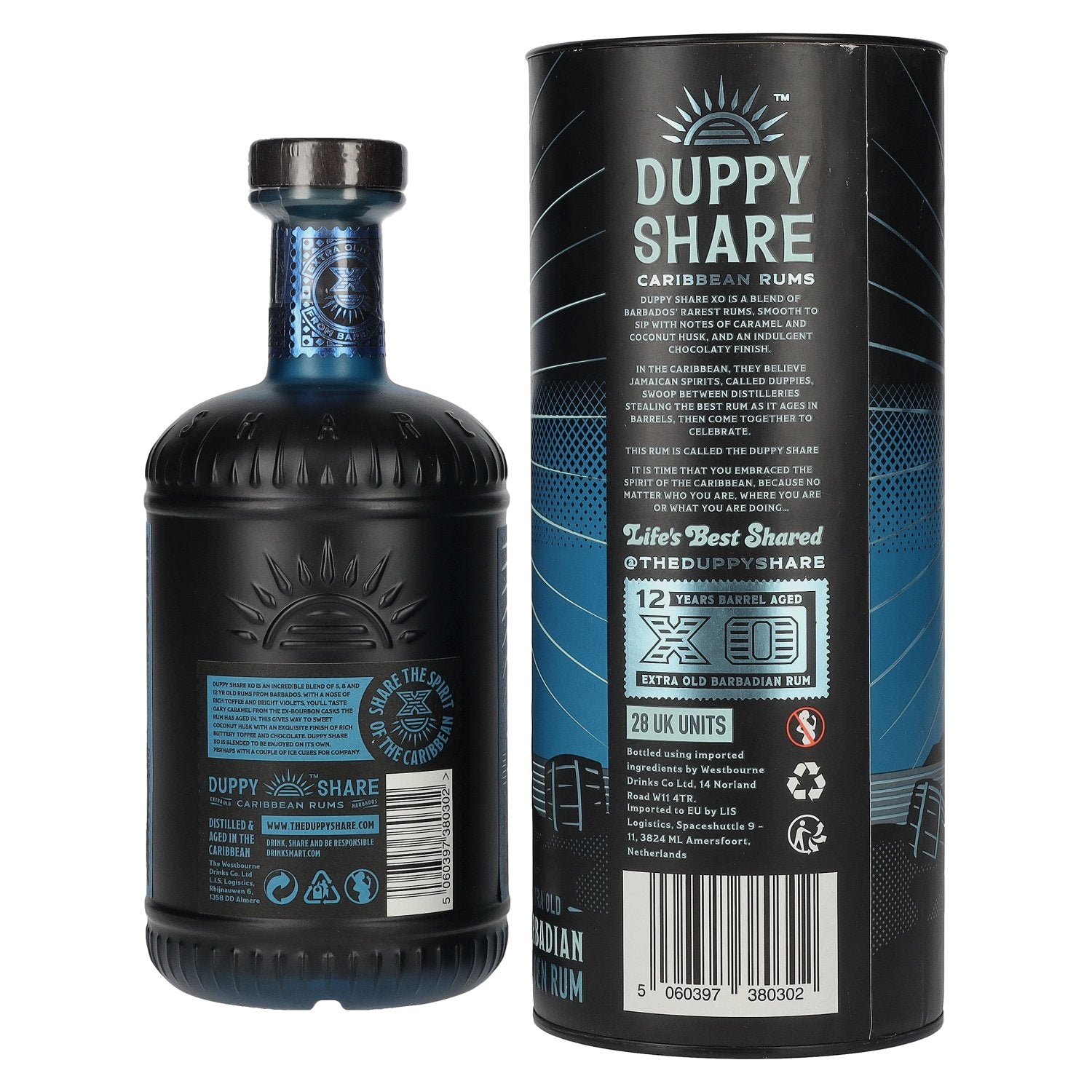 Duppy Share XO Caribbean Rum 40% Vol. 0,7l en boîte cadeau