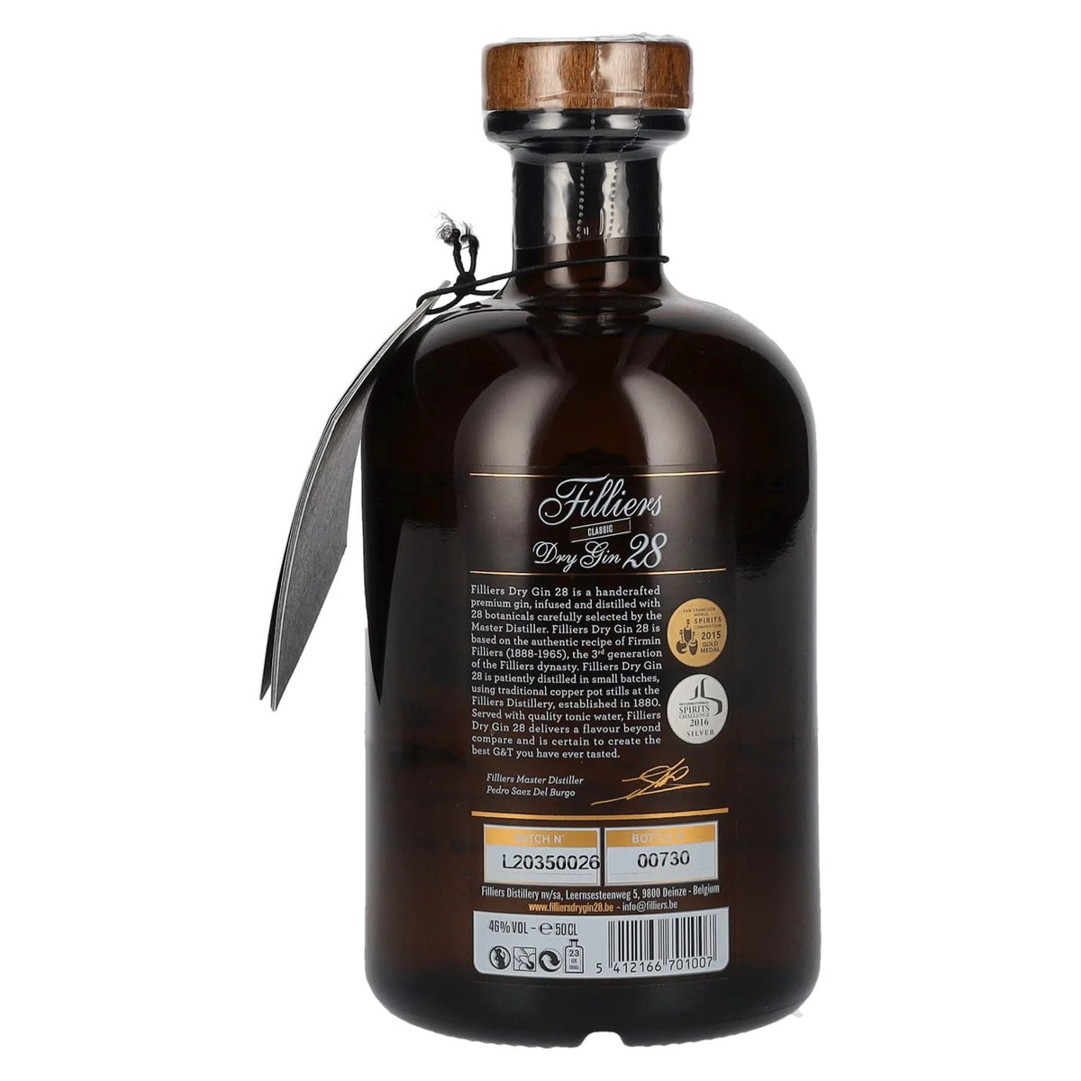 Filliers CLASSIC Dry Gin 28, 46% ABV, 0.5l