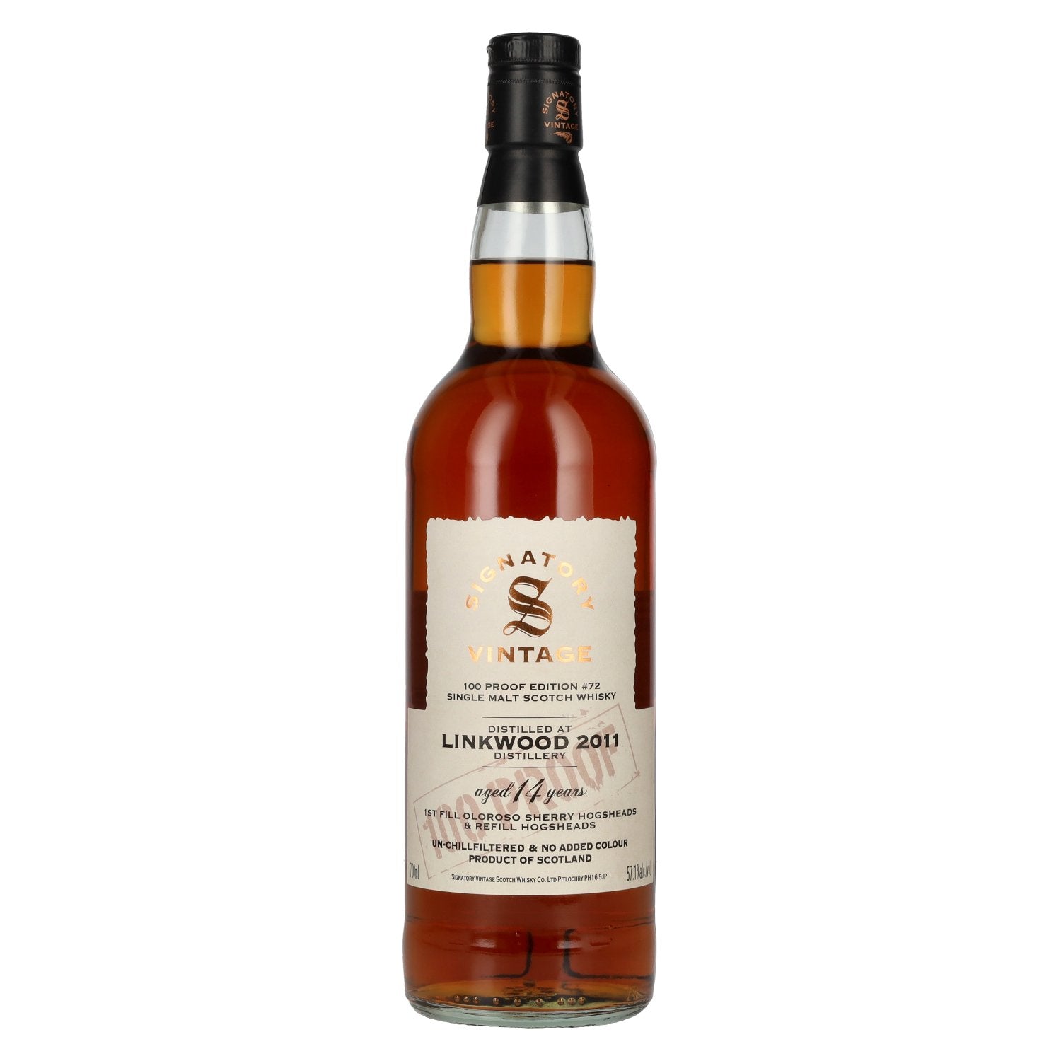 Signatory Vintage 100 Proof Edition LINKWOOD 14 Years Old Single Malt #72 2011 57,1% Vol. 0,7l