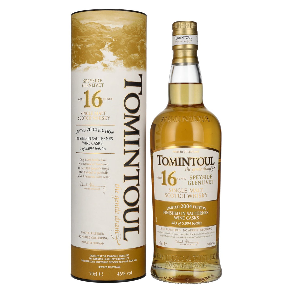 Tomintoul 16 Years Old The Gentle Dram Single Malt Scotch Whisky Limited Edition 2004 46% Vol. 0,7l in Geschenkbox