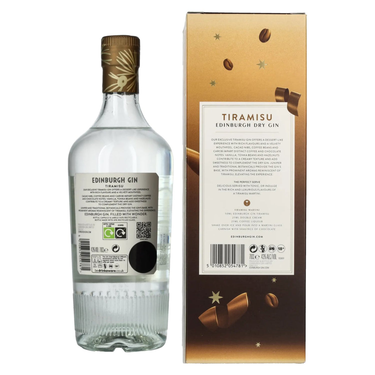 Edinburgh TIRAMISU Dry Gin 43% vol. 0,7 l in geschenkverpakking