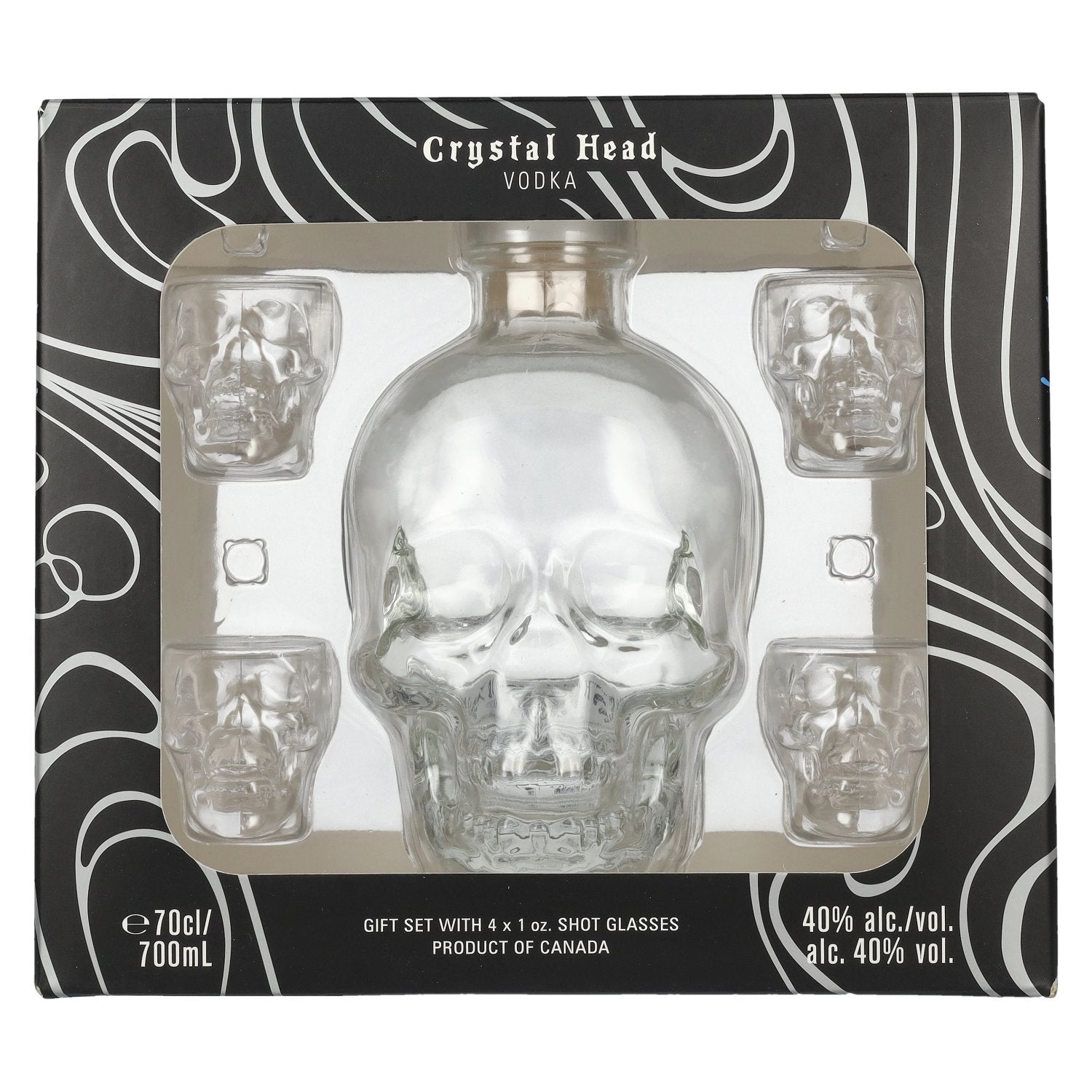 Crystal Head Vodka 40% Vol. 0,7l in Geschenkbox mit 4 Shotgläsern