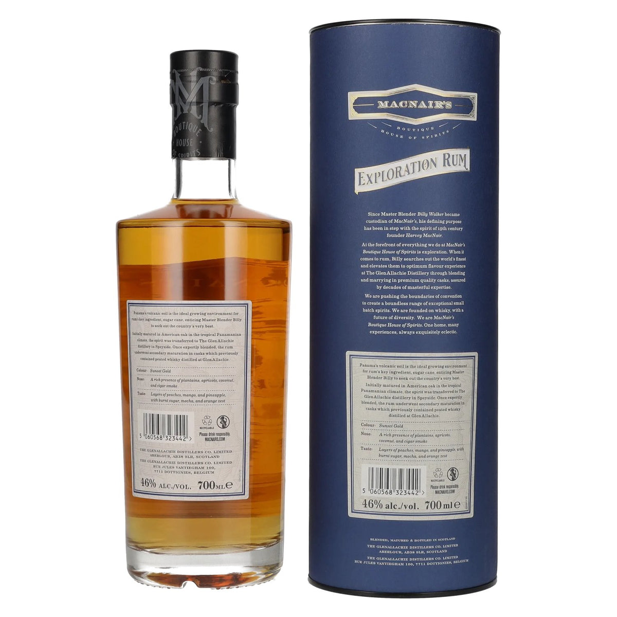 Rhum MacNair's « 7 Years Old Peated Exploration » Panama Rum, 46 % vol., 0,7 l, dans un coffret cadeau