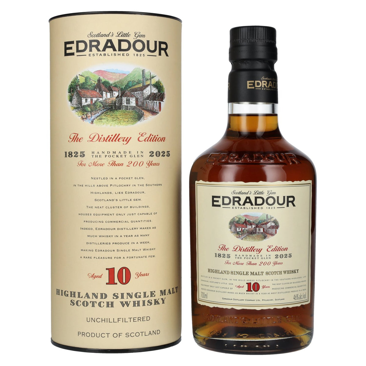 Edradour 10 ans d'âge, édition « 200 ans de la distillerie », 46 % vol., 0,7 l, dans un coffret cadeau