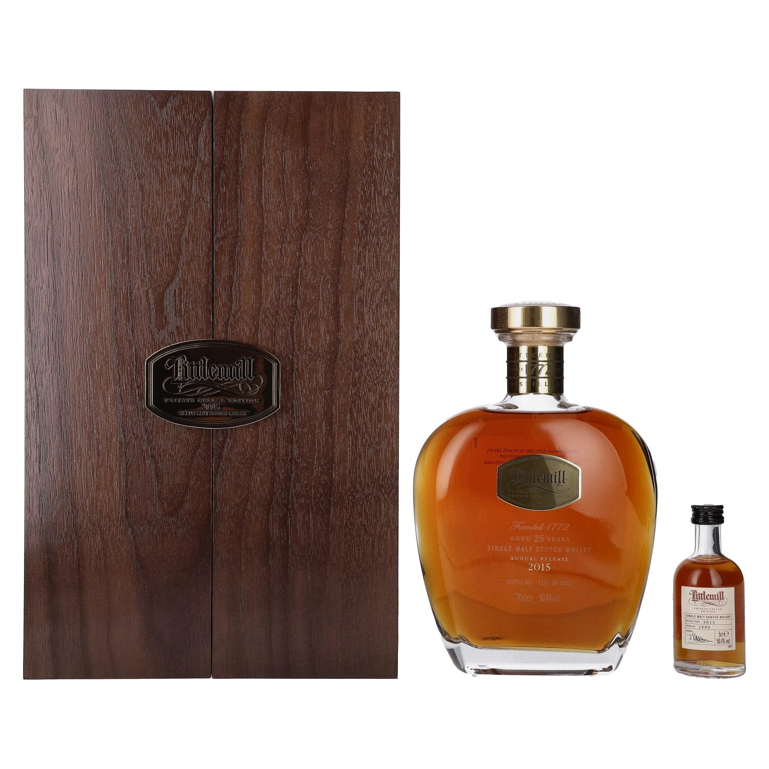 Littlemill Annual 2015 Release 25 Years Old Privat Cellar Edition 50,4% Vol. 0,7l en caisse bois + miniature 0,05l