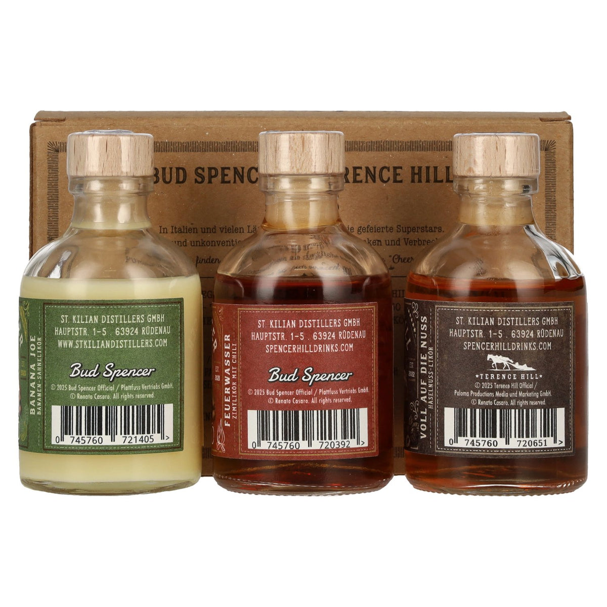 Bud Spencer & Terence Hill Miniset Likör 25% Vol. 3x0,05l in Geschenkbox