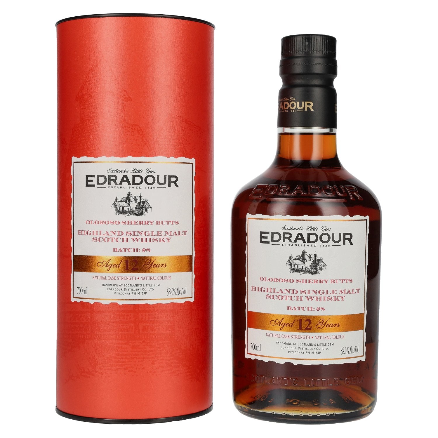 Edradour 12 Years Old Oloroso Sherry Single Malt Whisky Natural Cask Strength #8 58% Vol. 0,7l in Geschenkbox