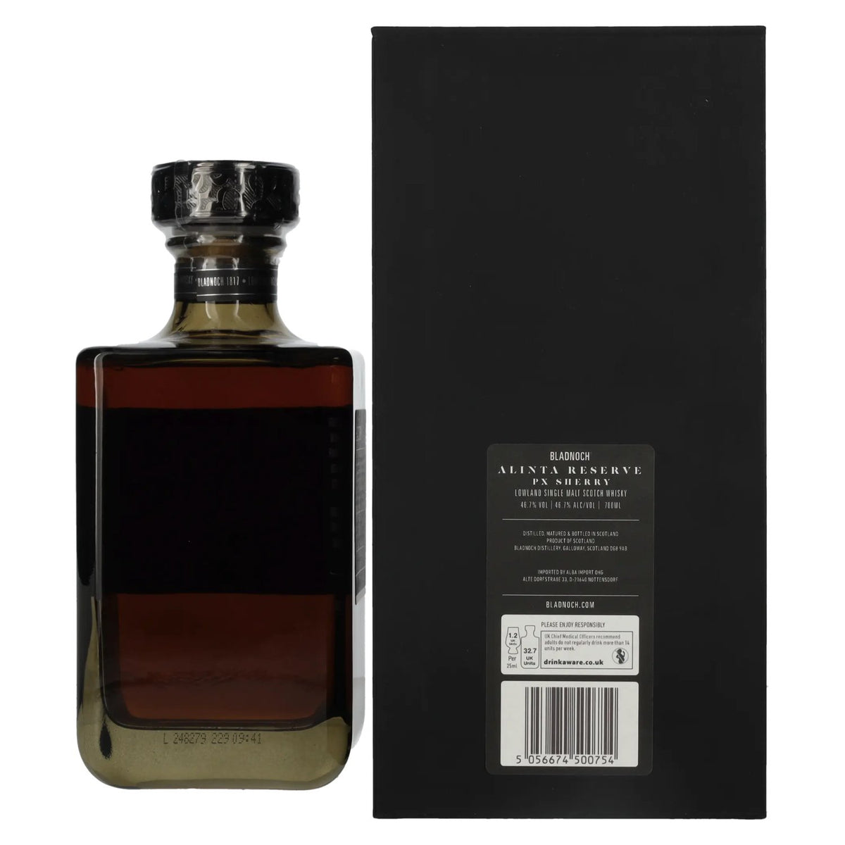 Bladnoch ALINTA RESERVE Lowland Single Malt Scotch Whisky PX Sherry Cask 2024 46,7% Vol. 0,7l in geschenkverpakking