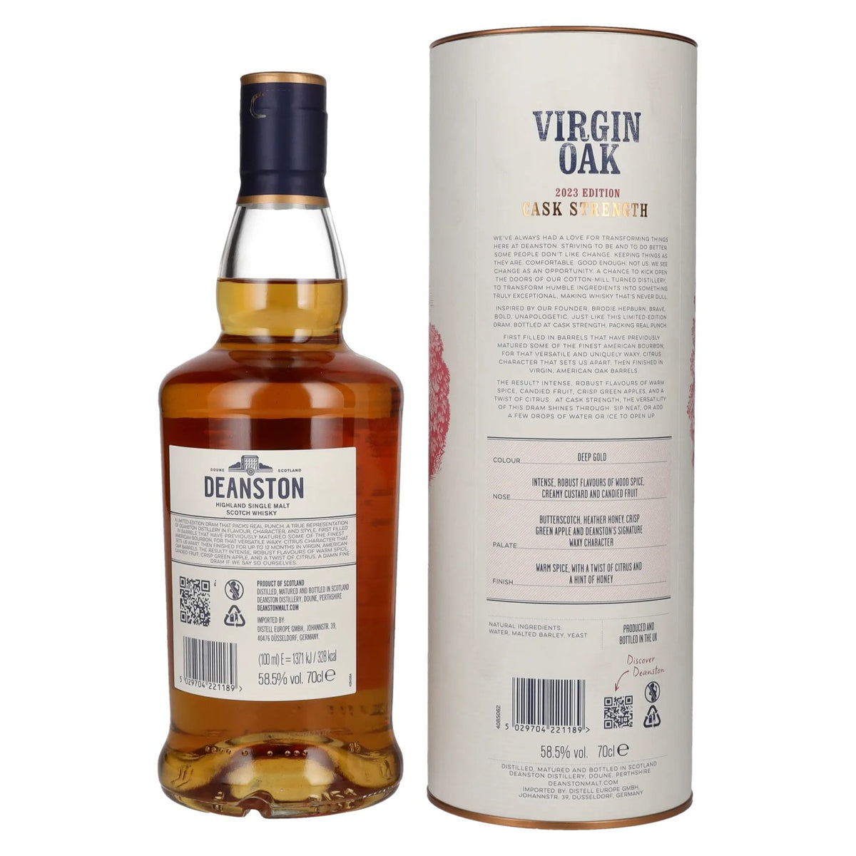 Deanston VIRGIN OAK Highland Single Malt Cask Strength Batch No. 1 Edition 2023 58,5% Vol. 0,7l in Geschenkbox