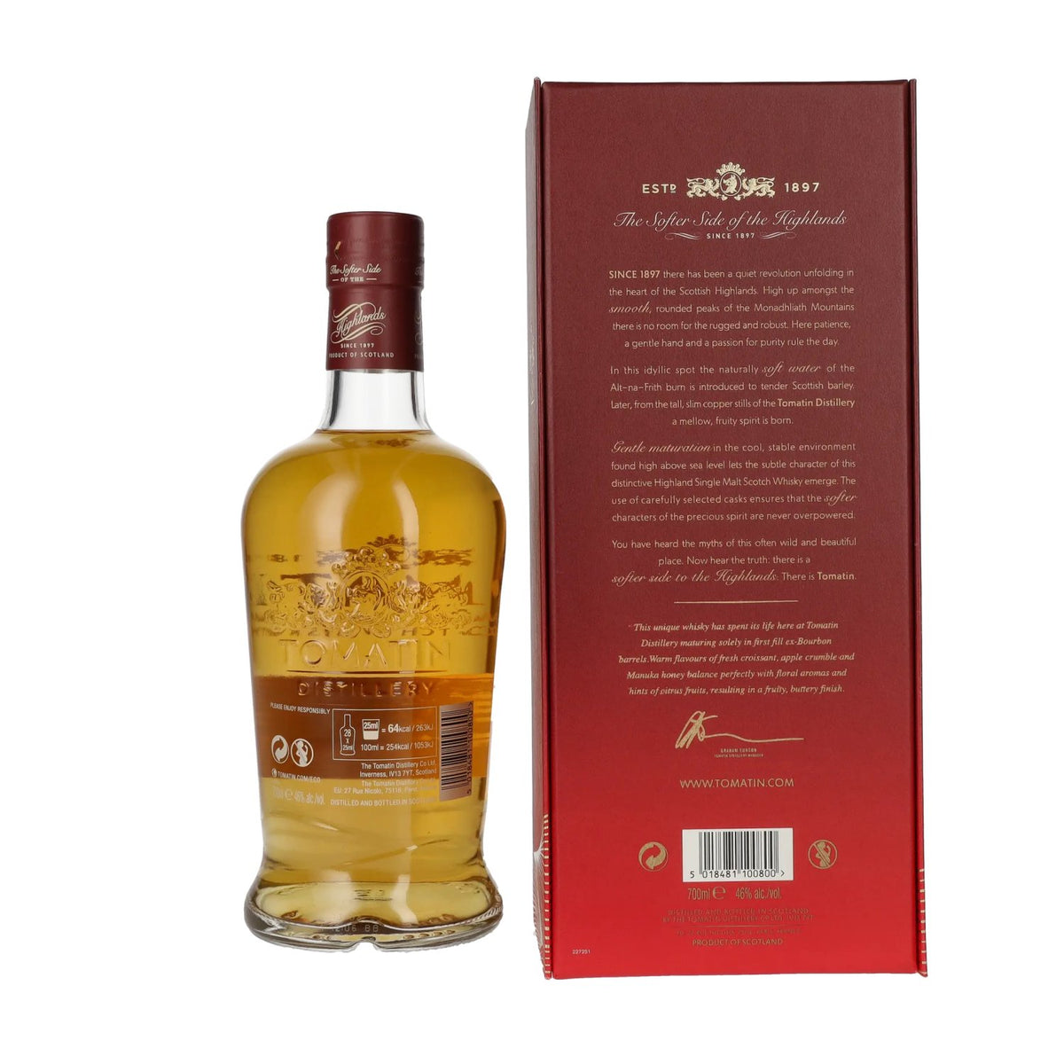 Tomatin 21 ans d'âge, vieilli en fûts de bourbon, édition exclusive pour le marché du travel retail, 46 % vol., 0,7 l, dans un coffret cadeau