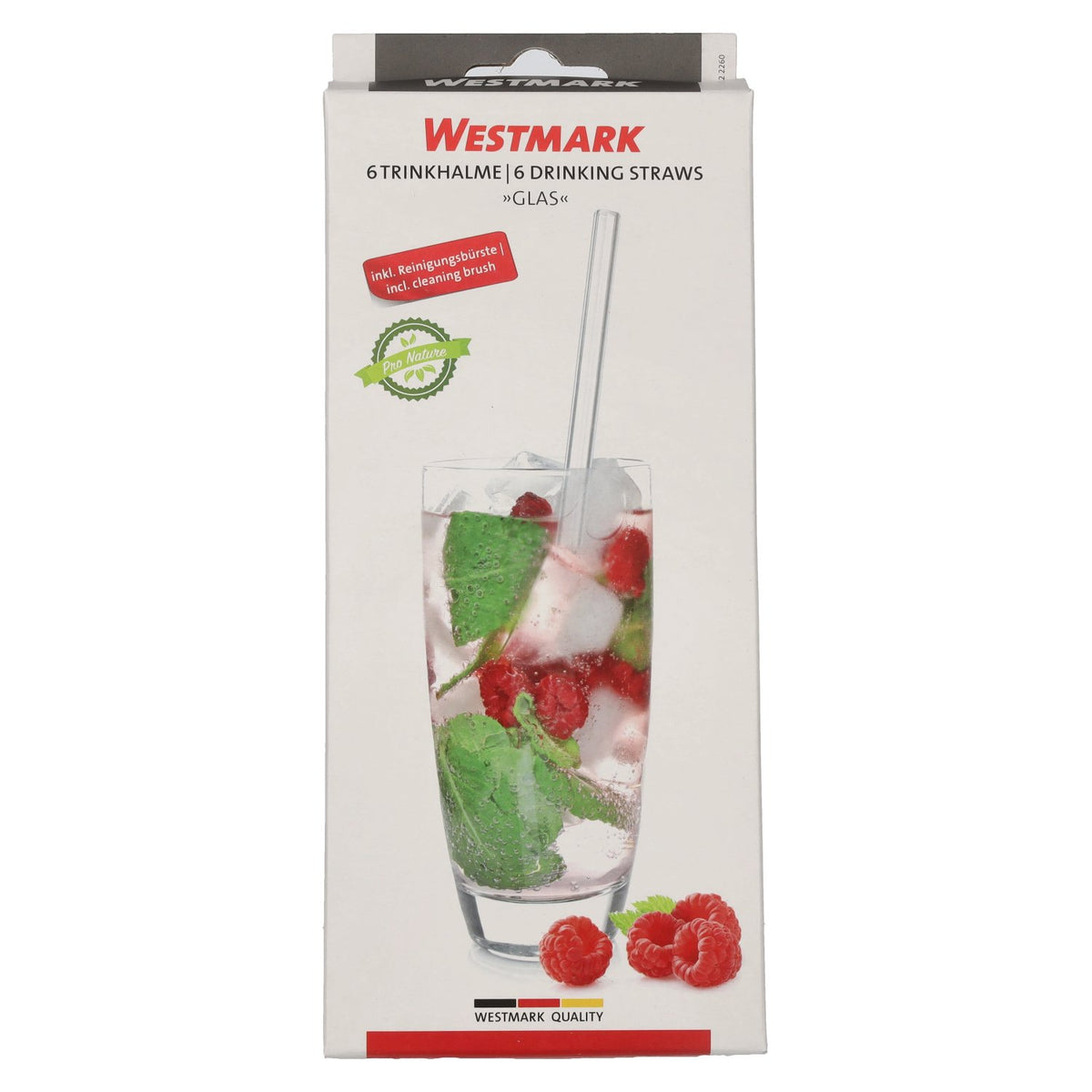 WESTMARK Trinkhalme Glas gerade inkl. Reinigungsbürste 6 Stück