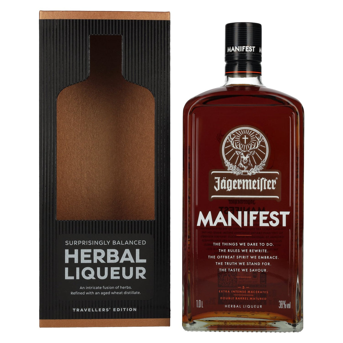 Jägermeister MANIFEST TRAVELLERS' EDITION kruidenlikeur 38% vol. 1 l in geschenkverpakking