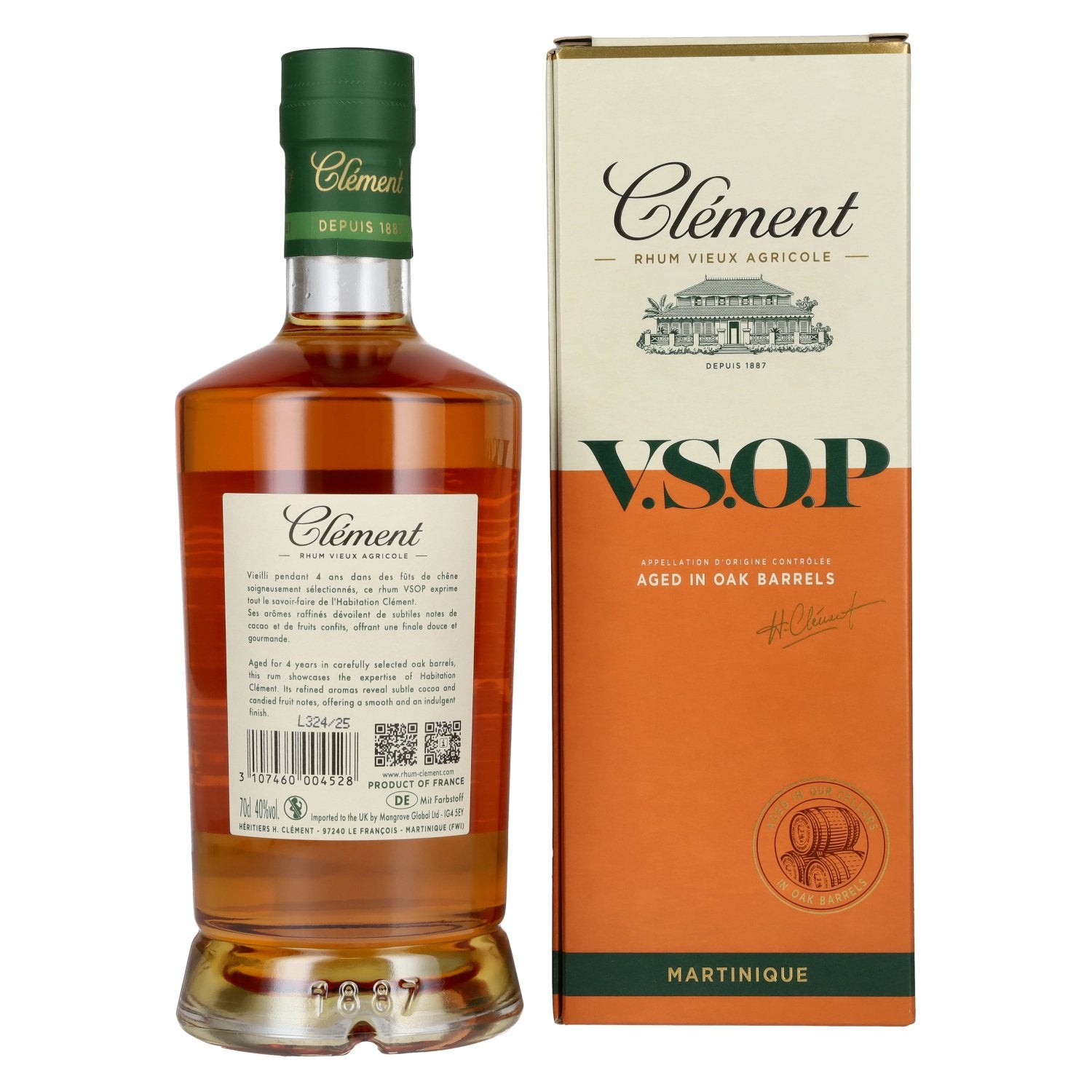 Clément Rhum Vieux Agricole V.S.O.P. VIEILLI EN FÛTS DE CHÊNE 40% Vol. 0,7l in Geschenkbox
