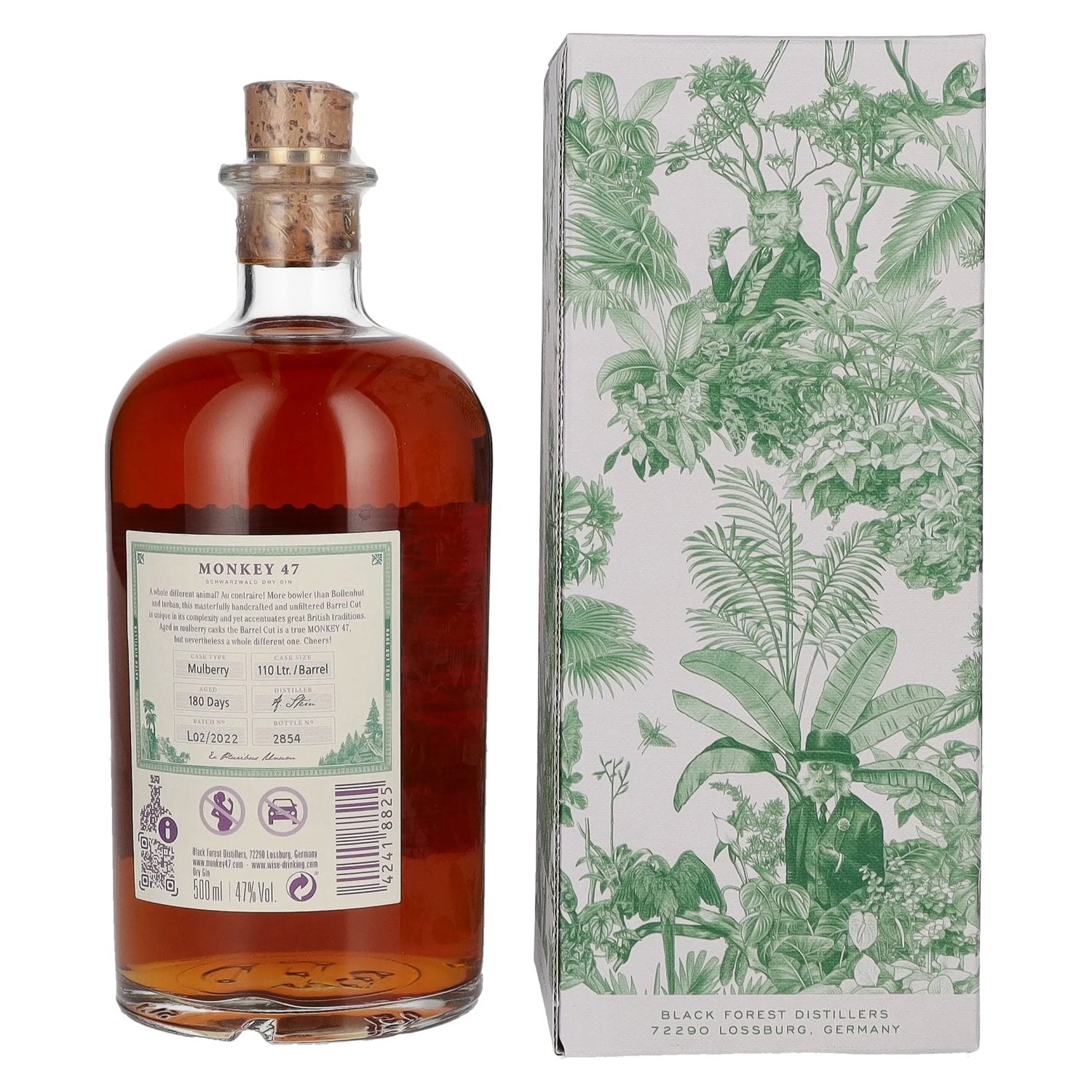 Monkey 47 Schwarzwald Dry Gin Barrel Cut 47% Vol. 0,5l in Geschenkbox