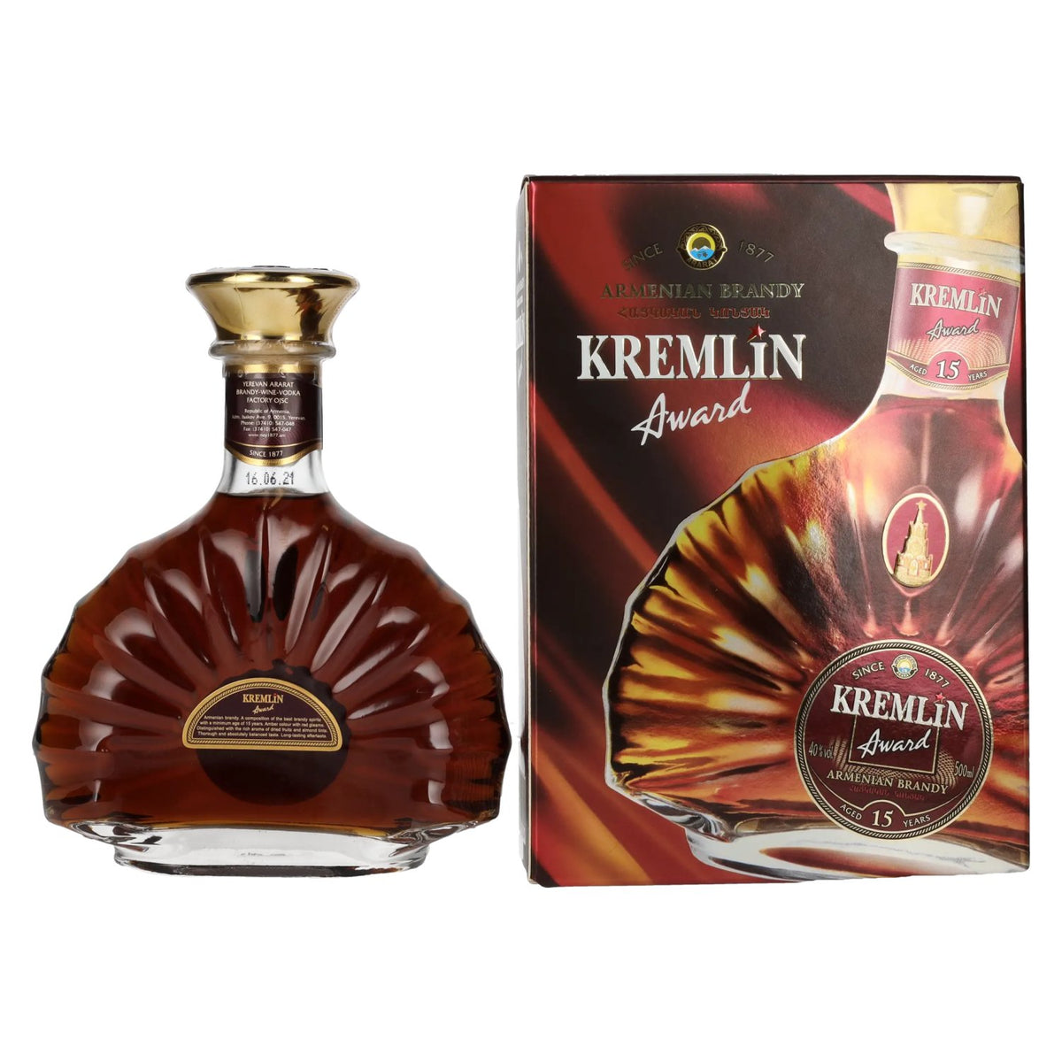 Kremlin Award 15 Years Old Armenian Brandy 40% vol. 0,5 l in geschenkverpakking