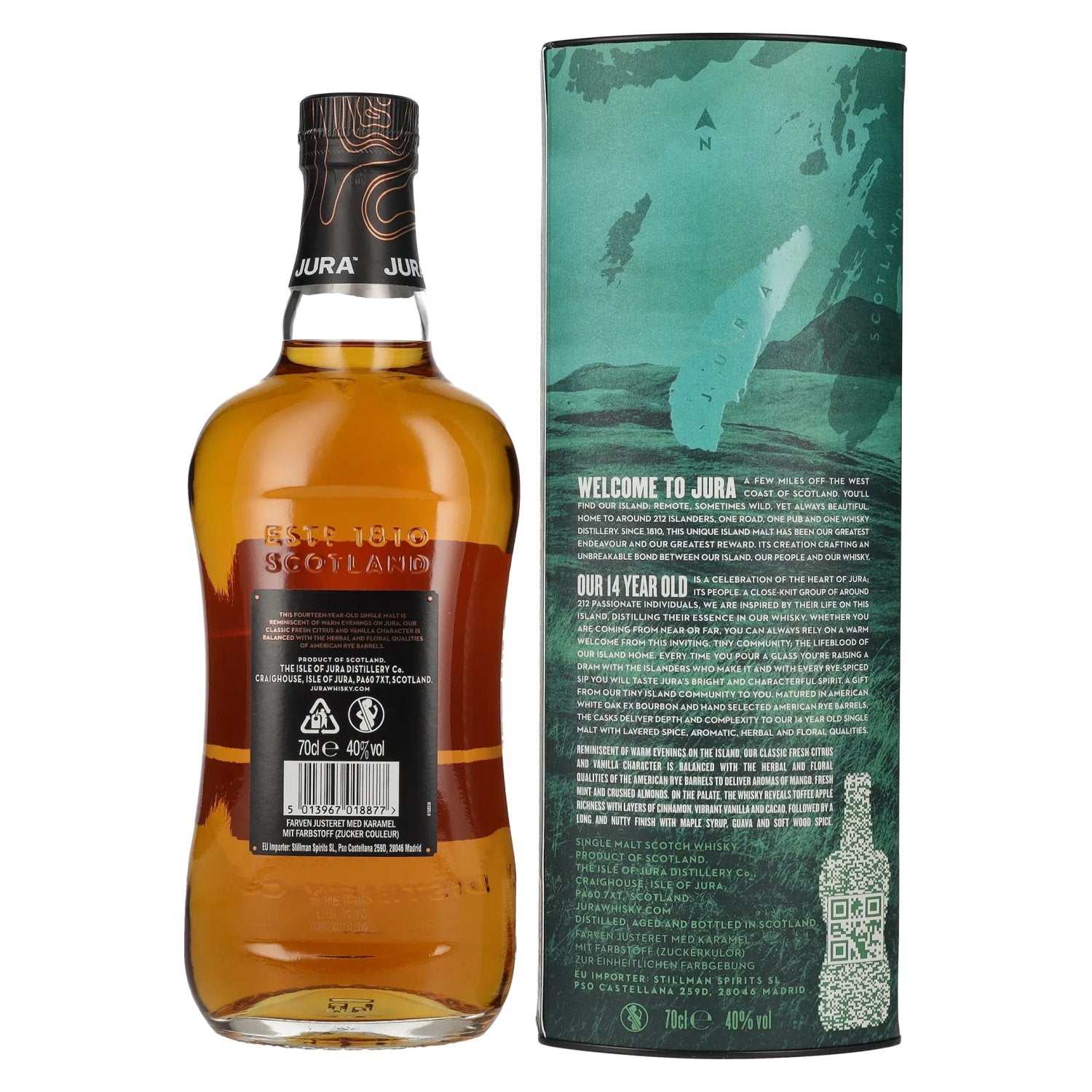 Jura 14 Years Old American Rye Cask Single Malt Scotch Whisky 40% Vol. 0,7l in gift box