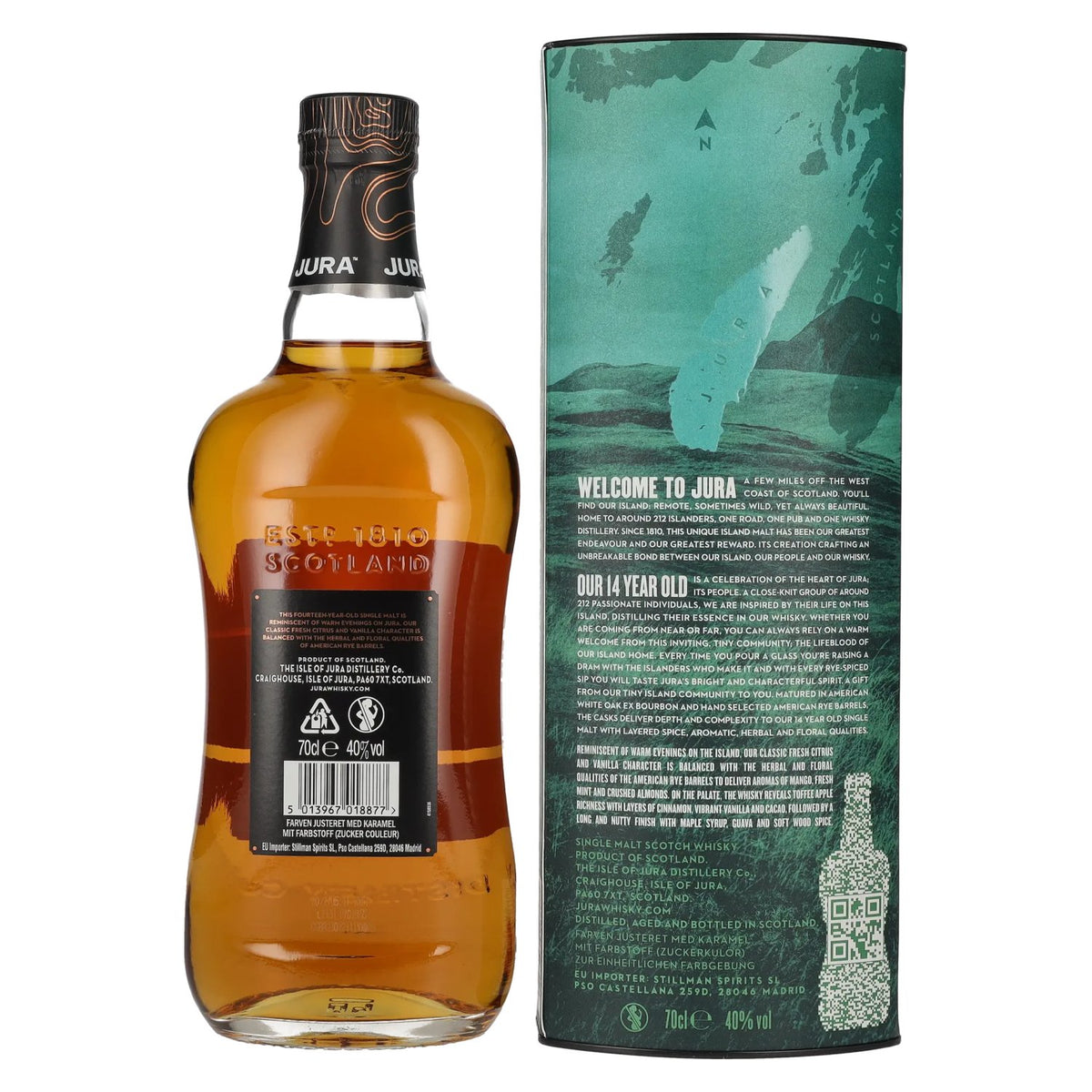 Jura 14 Years Old American Rye Cask Single Malt Scotch Whisky 40% vol. 0,7 l in geschenkverpakking