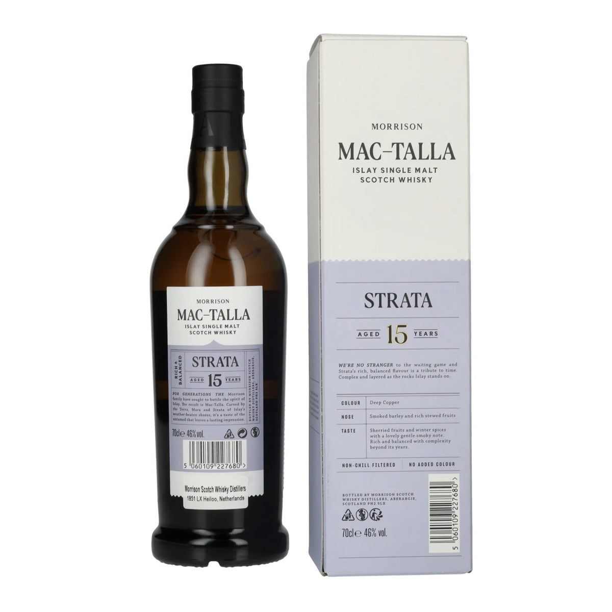 Mac-Talla Morrison 15 ans d'âge STRATA, whisky single malt d'Islay, 46 % vol., 0,7 l, dans un coffret cadeau