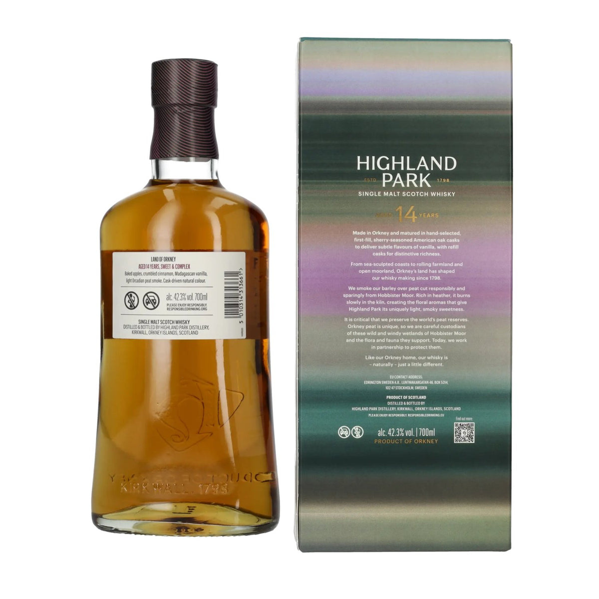 Highland Park 14 ans d'âge LAND OF ORKNEY, whisky single malt écossais, 42,3 % vol., 0,7 l, dans un coffret cadeau