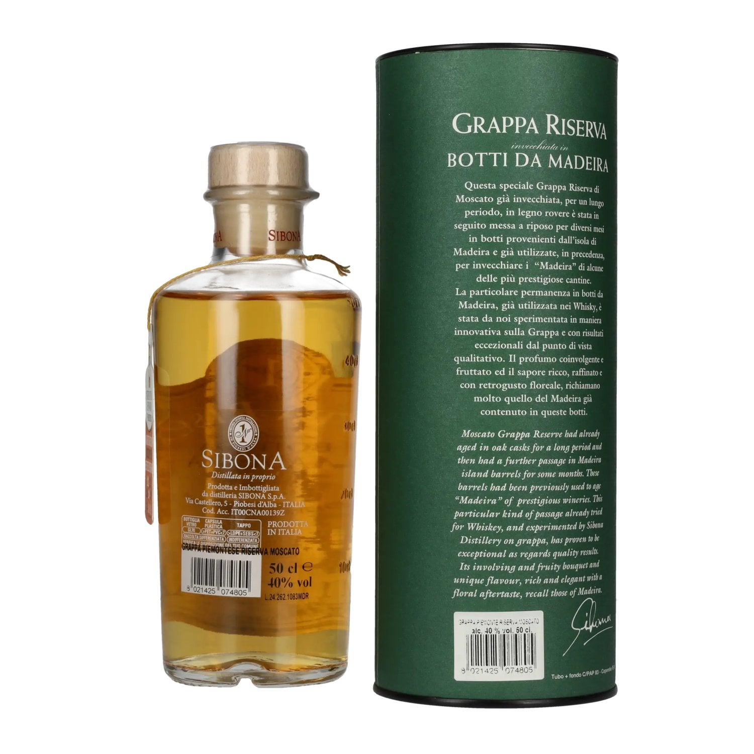 Sibona GRAPPA RISERVA Botti da MADEIRA 40% vol. 0,5 l in geschenkverpakking