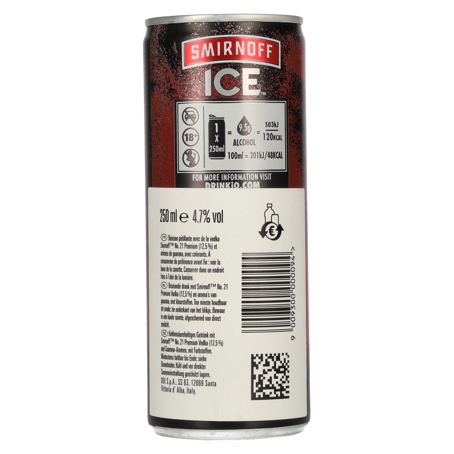 Smirnoff ICE Black Guarana 4,7% Vol. 0,25l blik statiegeld