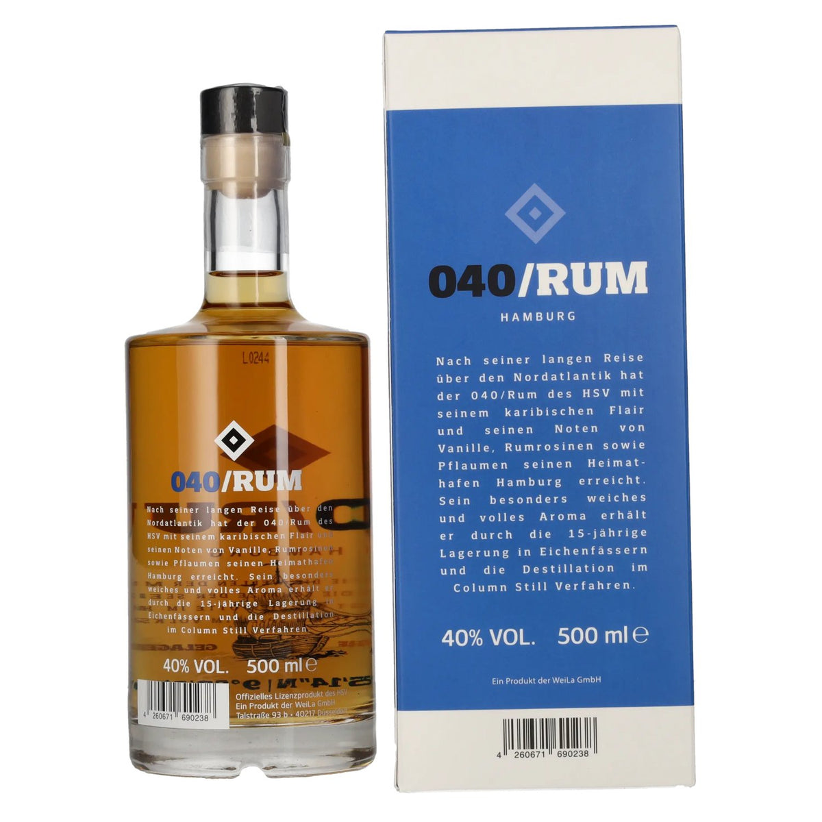 HSV 040 Hamburg Rum 40% vol. 0,5 l in geschenkverpakking
