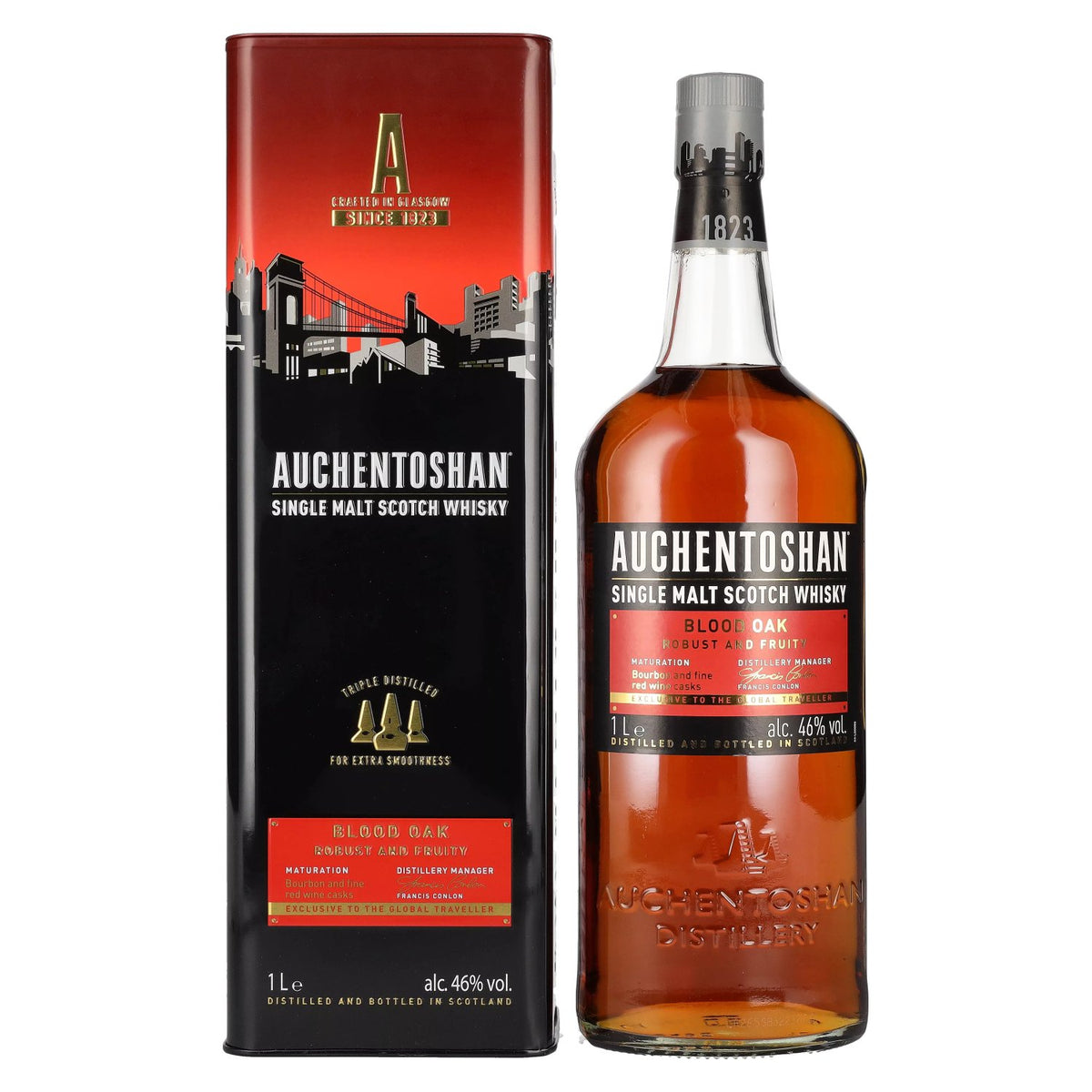 Auchentoshan BLOOD OAK Single Malt Scotch Whisky 46% Vol. 1l in Blikken Doos
