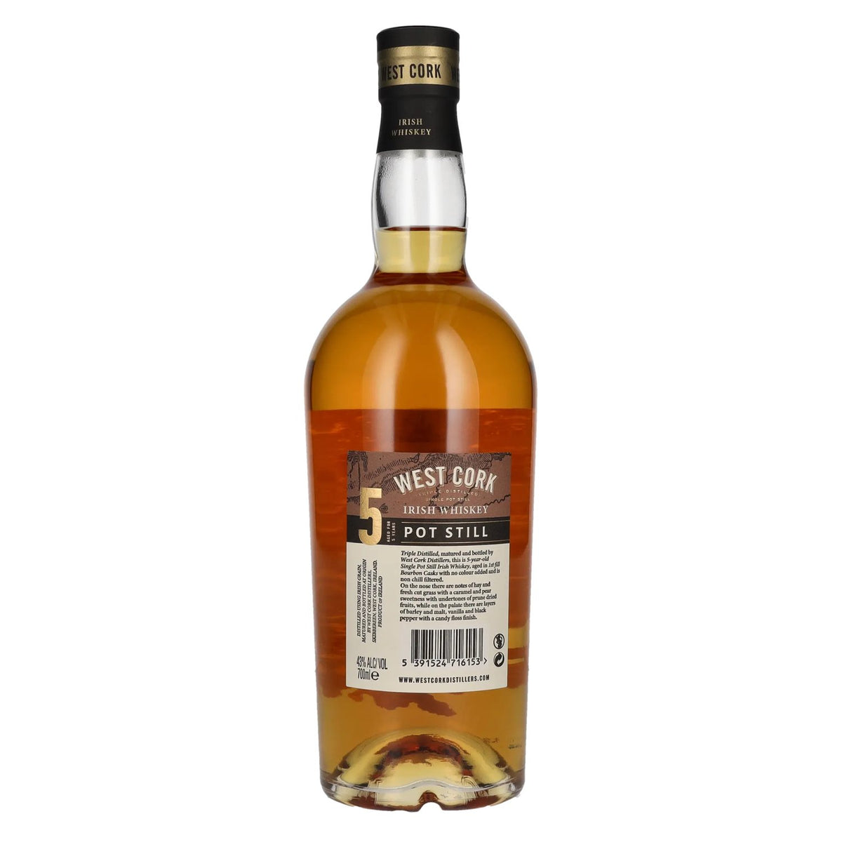 West Cork Irish Whiskey, whisky irlandais de 5 ans d'âge, distillé en alambic, 43 % vol., 0,7 l