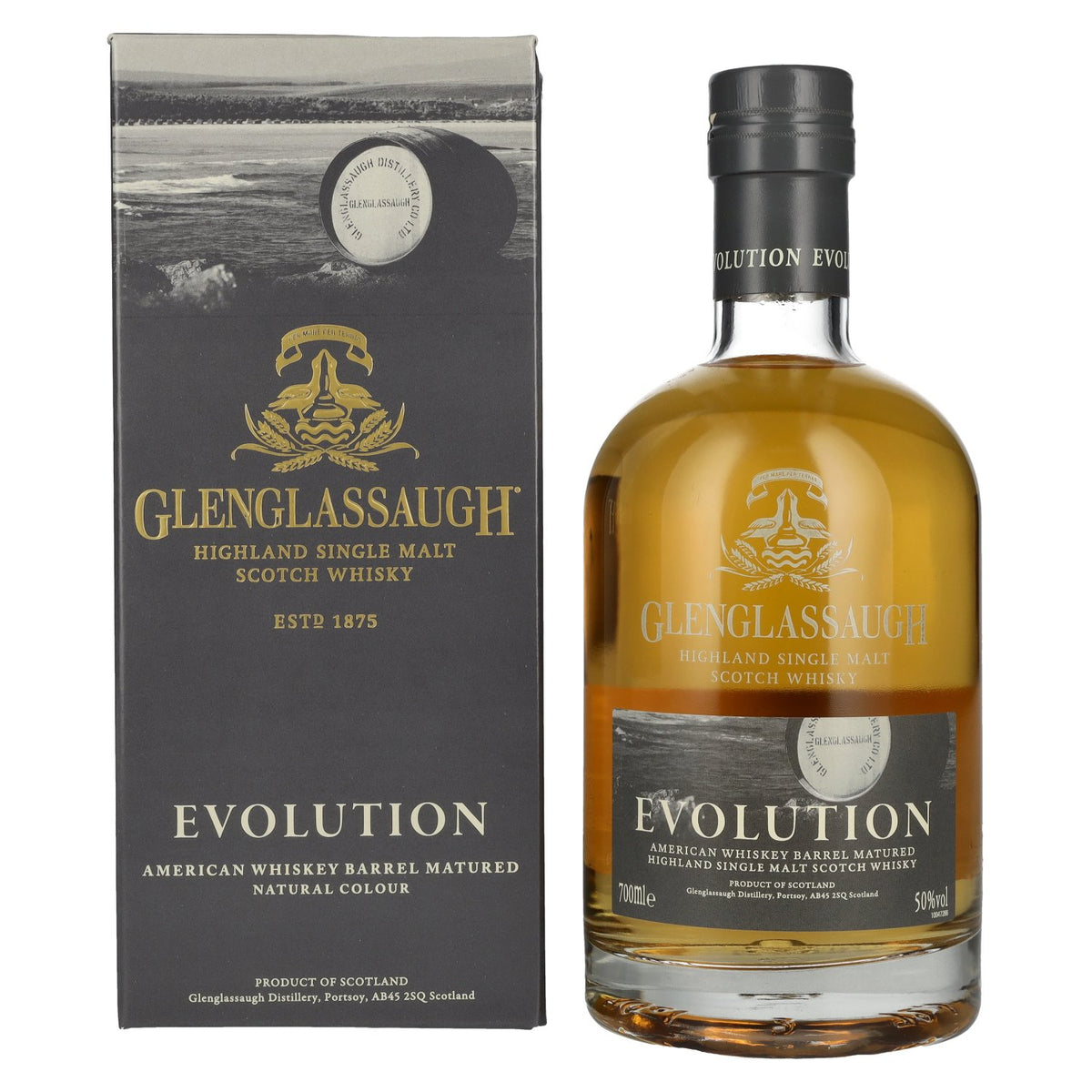 Whisky single malt écossais Glenglassaugh EVOLUTION Highland, 50 % vol., 0,7 l, dans un coffret cadeau