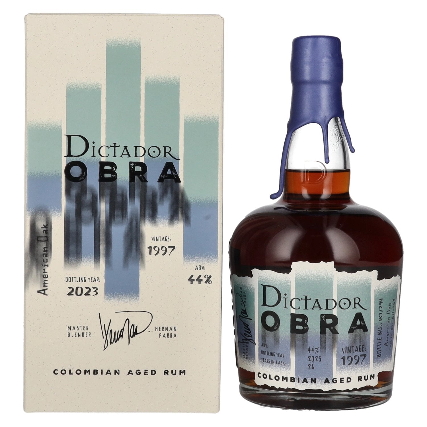 Rhum Dictador OBRA VINTAGE 26 ans d'âge, vieilli en fûts de chêne américain, 1997, 44 % vol., 0,7 l, dans un coffret cadeau
