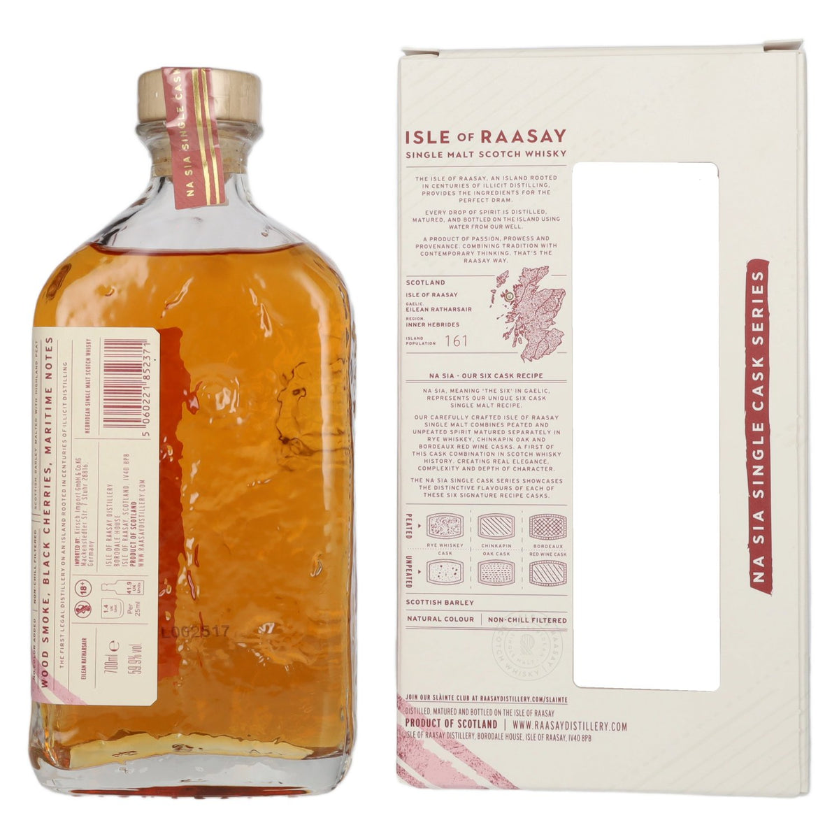 Isle of Raasay 5-Year-Old Bordeaux Red Wine Cask Single Malt 59.9% ABV 0.7l in a gift box