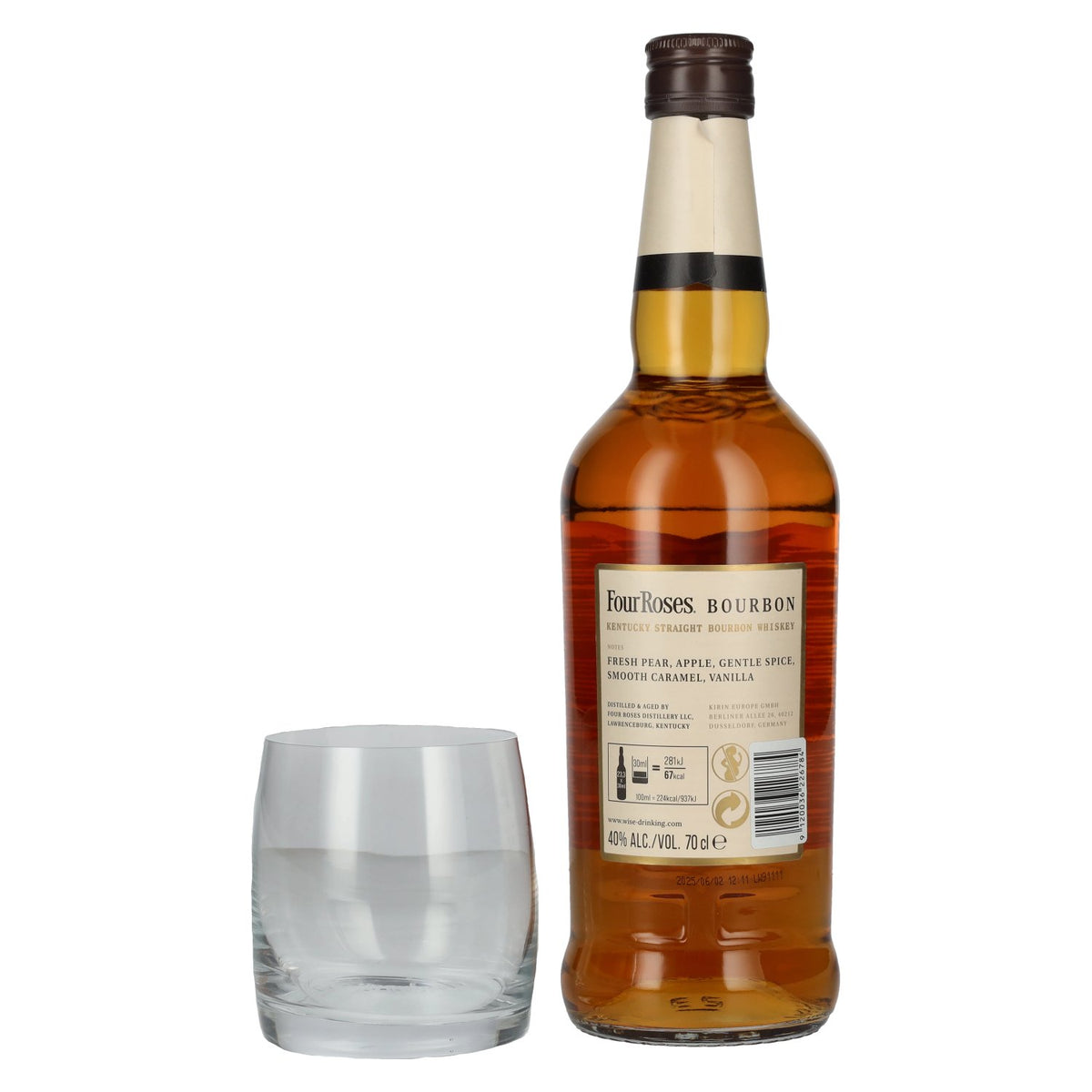 Four Roses Bourbon 40% vol. 0,7 l met whiskyglas