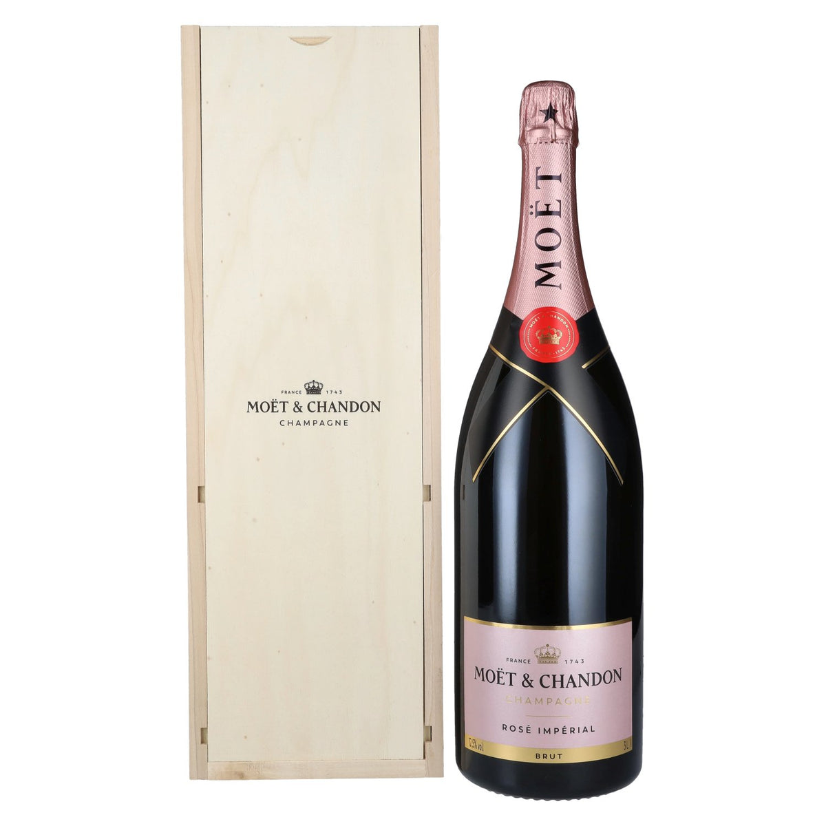 Moët &amp; Chandon Champagne ROSÉ IMPÉRIAL Brut 12.5% vol. 3l in a wooden case
