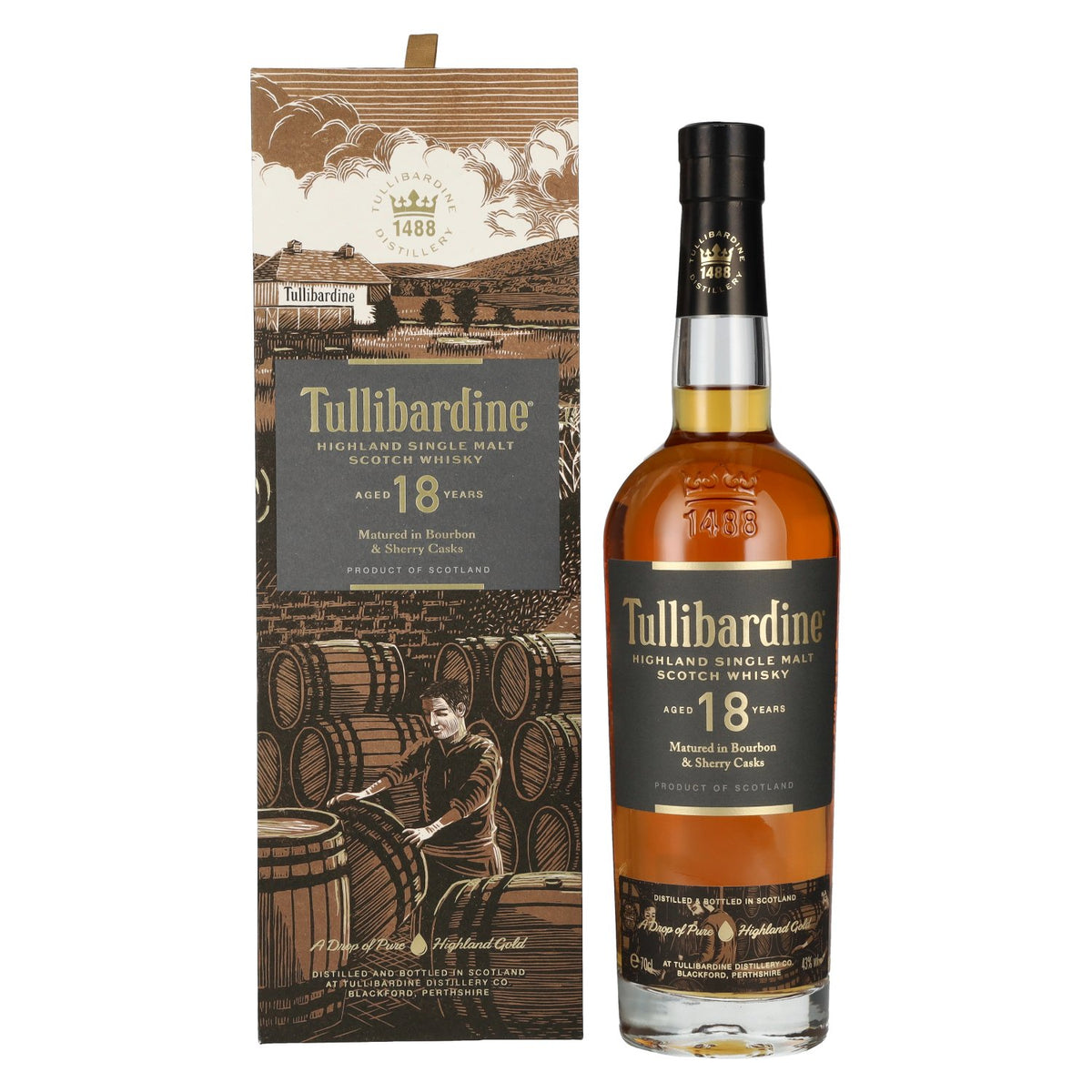 Tullibardine 18 Years Old Highland Single Malt Scotch Whisky 43% Vol. 0,7l in geschenkverpakking