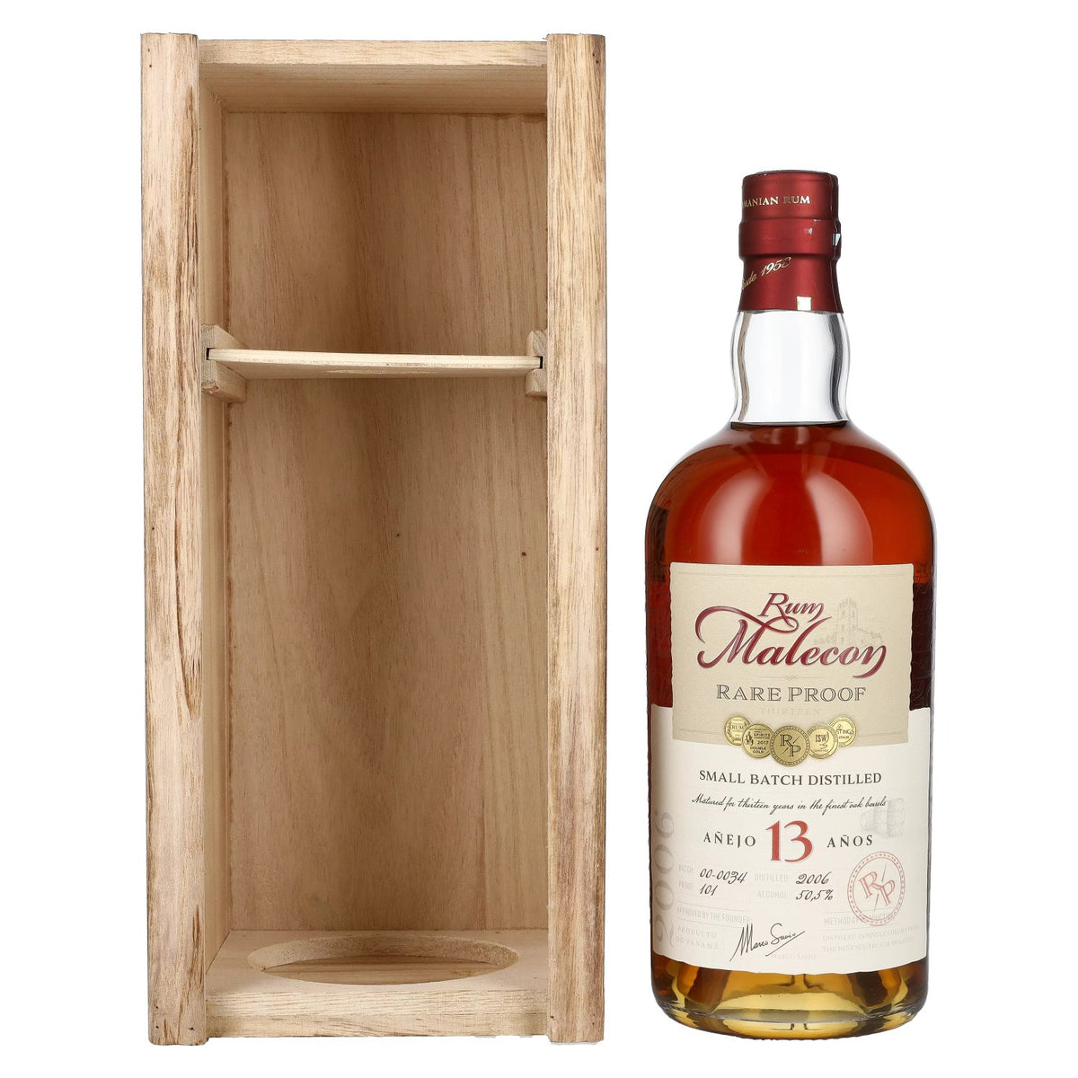 Rum Malecon Añejo 13 Years RARE PROOF 2006 50.5% vol. 0.7 l in a wooden box