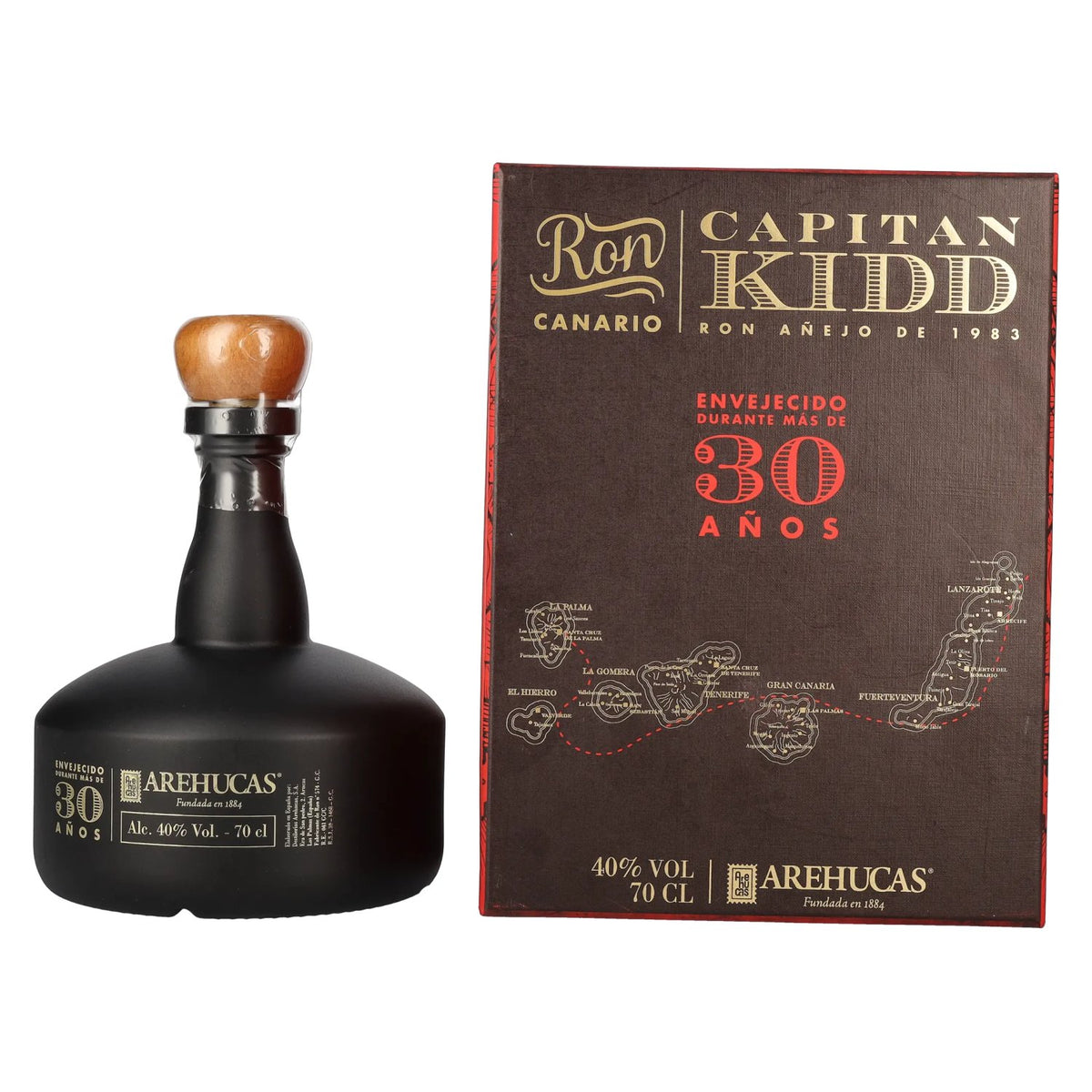 Ron Arehucas CAPITAN KIDD 30 Años Ron Canario 40% Vol. 0,7l in Geschenkbox