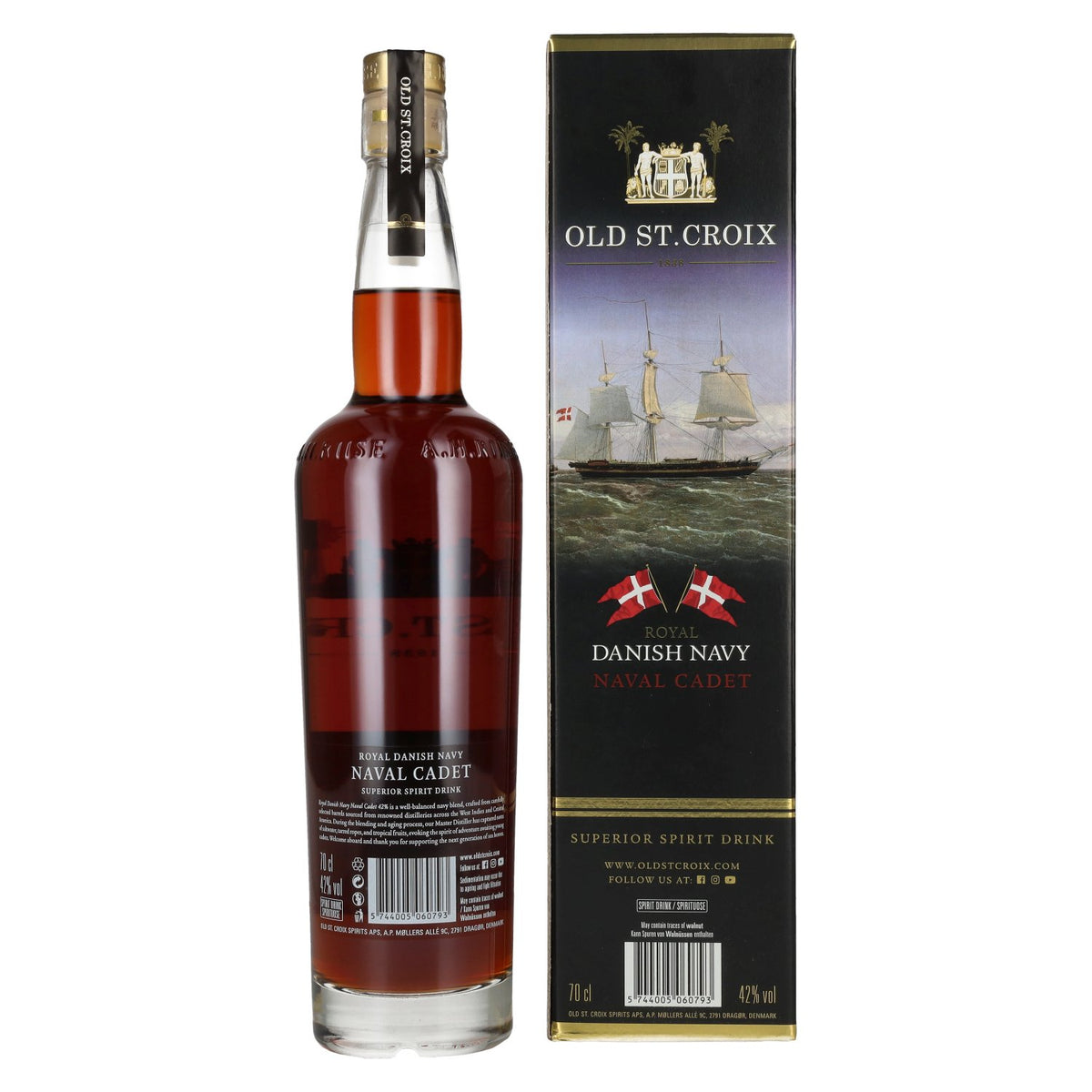 Old St. Croix A.H. Riise Royal DANISH NAVY NAVAL CADET Superior Spirit Drink 42% Vol. 0,7l in Geschenkbox