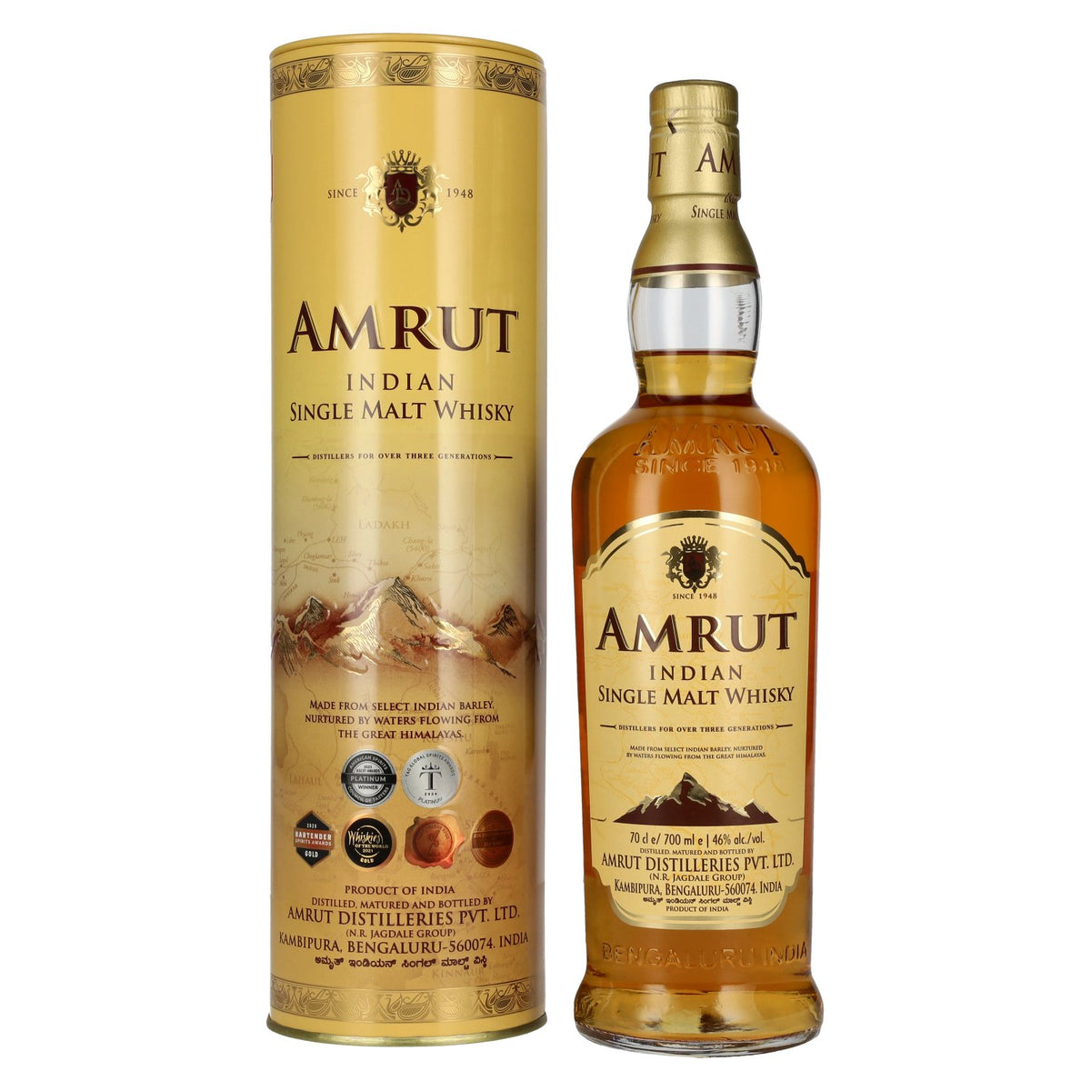 Amrut Indian Single Malt Whisky 46% Vol. 0,7l in Tinbox